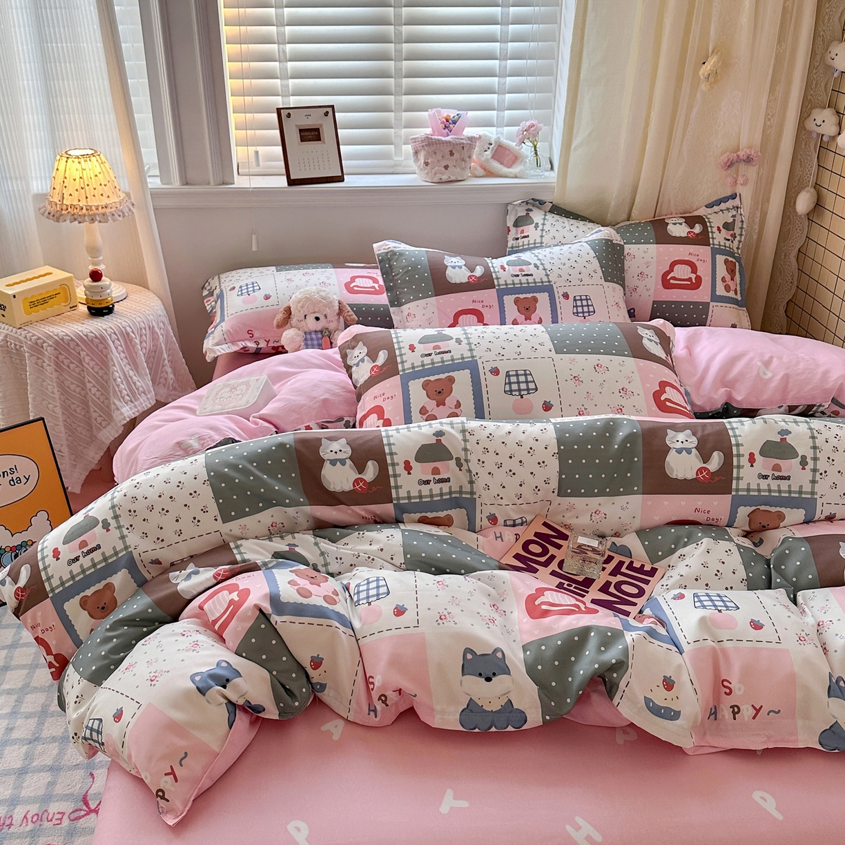 91家纺网 家纺一手货源 找家纺 卡斯诺家纺馆 2026新款A类亲肤芦荟棉四件套 下载文件包含买家秀 月光花宠