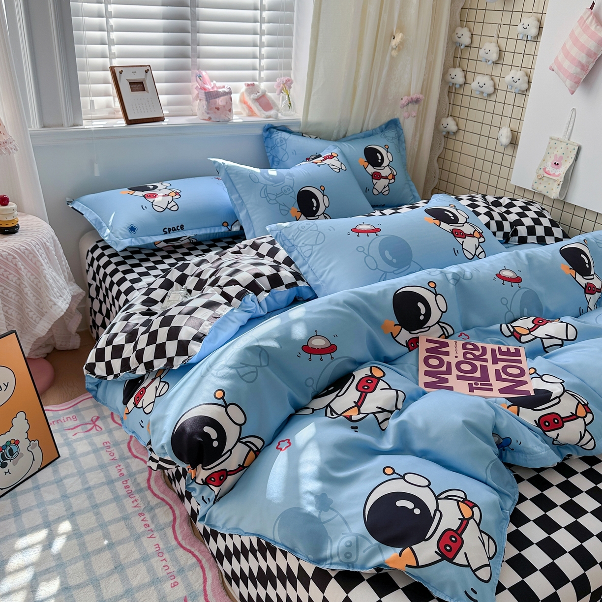 91家纺网 家纺一手货源 找家纺 卡斯诺家纺馆 2026新款A类亲肤芦荟棉四件套 下载文件包含买家秀 星空迷航