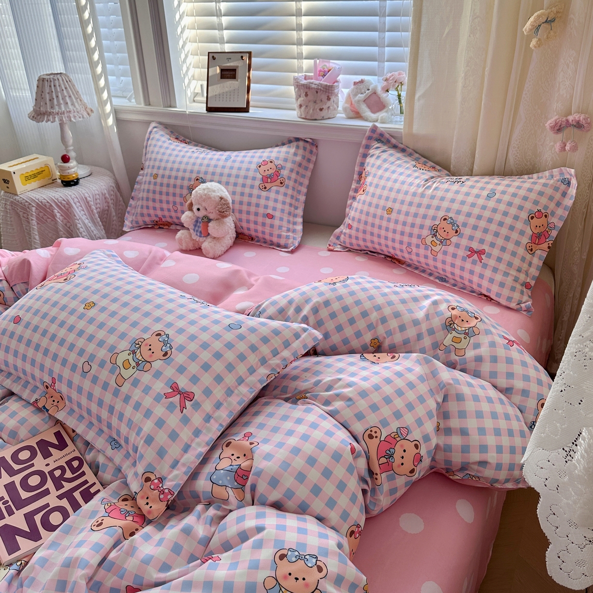 91家纺网 家纺一手货源 找家纺 卡斯诺家纺馆 2026新款A类亲肤芦荟棉四件套 下载文件包含买家秀 软萌熊格