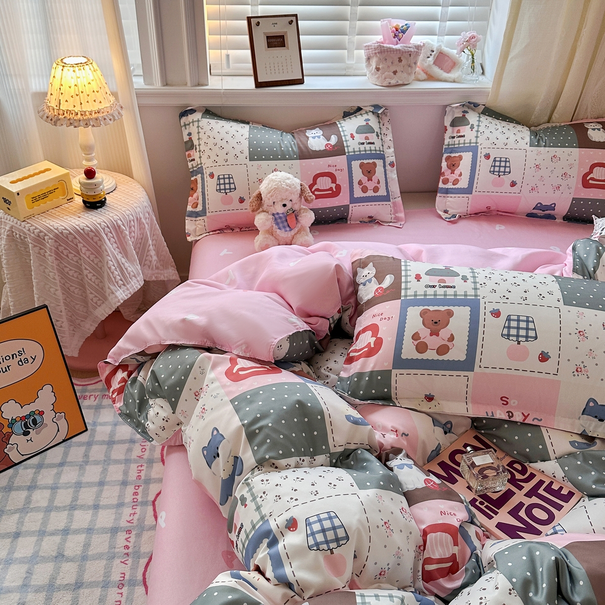 91家纺网 家纺一手货源 找家纺 卡斯诺家纺馆 2026新款A类亲肤芦荟棉四件套 下载文件包含买家秀 月光花宠