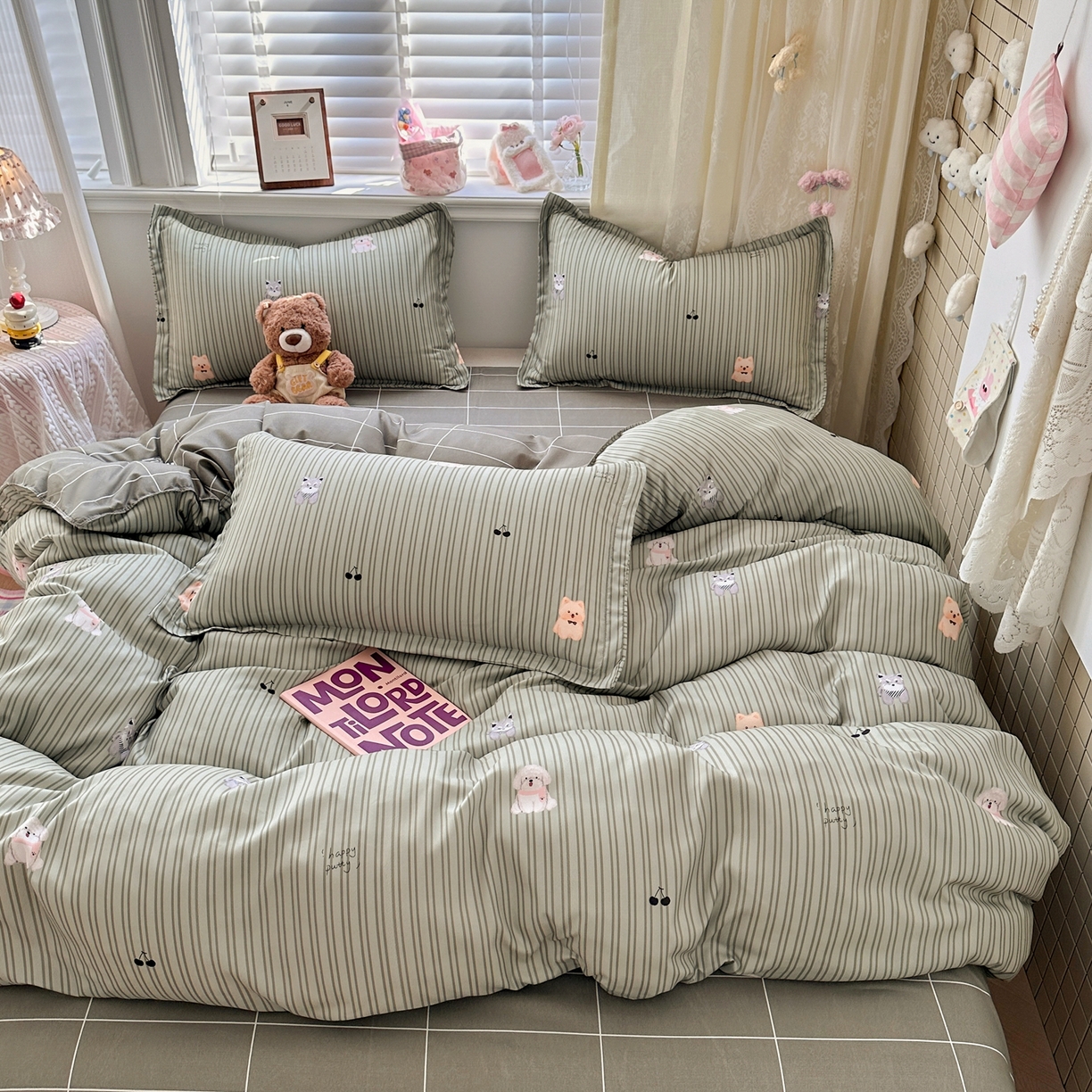 卡斯诺家纺馆 2026新款A类亲肤芦荟棉四件套 下载文件包含买家秀 微笑柴犬