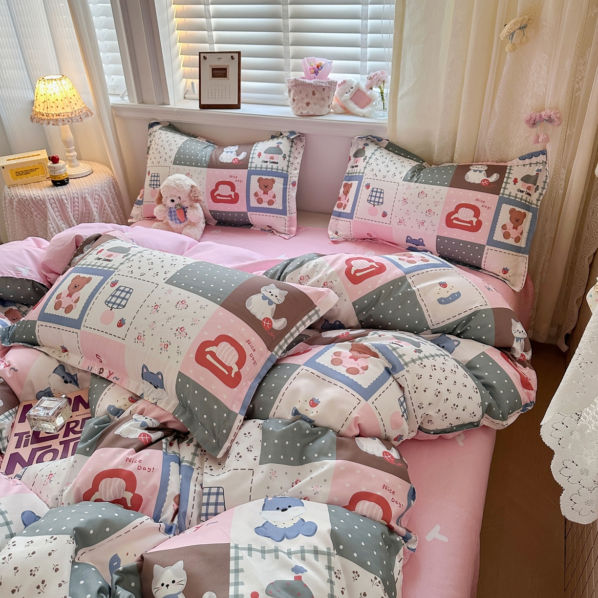 91家纺网 家纺一手货源 找家纺 卡斯诺家纺馆 2026新款A类亲肤芦荟棉四件套 下载文件包含买家秀 月光花宠