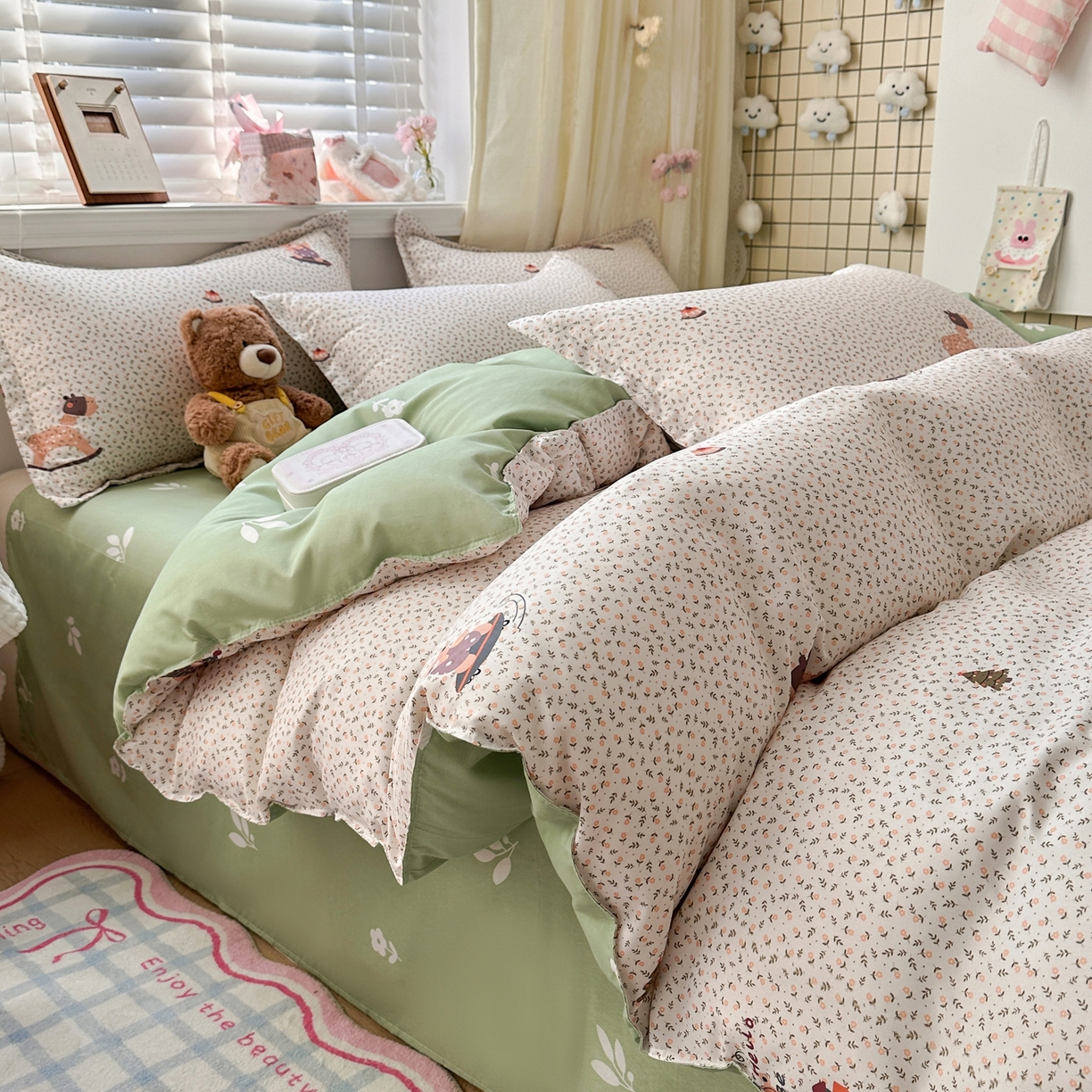 91家纺网 家纺一手货源 找家纺 卡斯诺家纺馆 2026新款A类亲肤芦荟棉四件套 下载文件包含买家秀 疏影