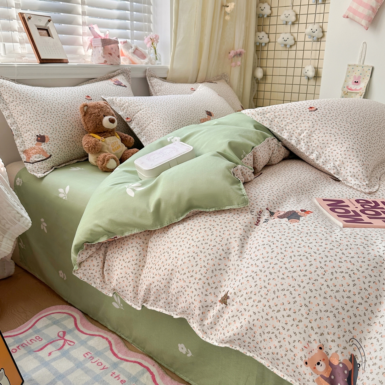 91家纺网 家纺一手货源 找家纺 卡斯诺家纺馆 2026新款A类亲肤芦荟棉四件套 下载文件包含买家秀 疏影