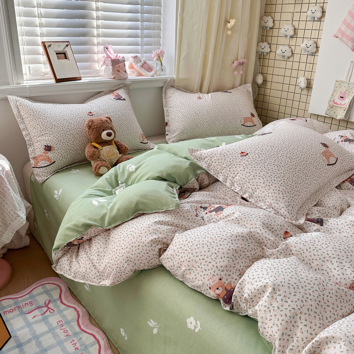 91家纺网 家纺一手货源 找家纺 卡斯诺家纺馆 2026新款A类亲肤芦荟棉四件套 下载文件包含买家秀 疏影