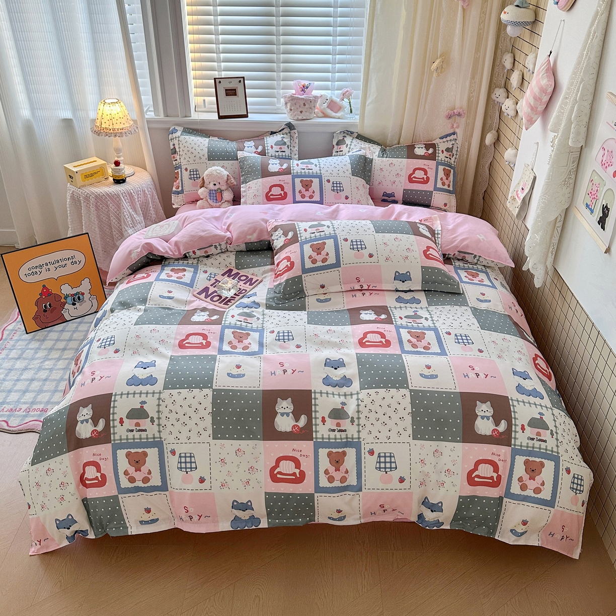 91家纺网 家纺一手货源 找家纺 卡斯诺家纺馆 2026新款A类亲肤芦荟棉四件套 下载文件包含买家秀 月光花宠