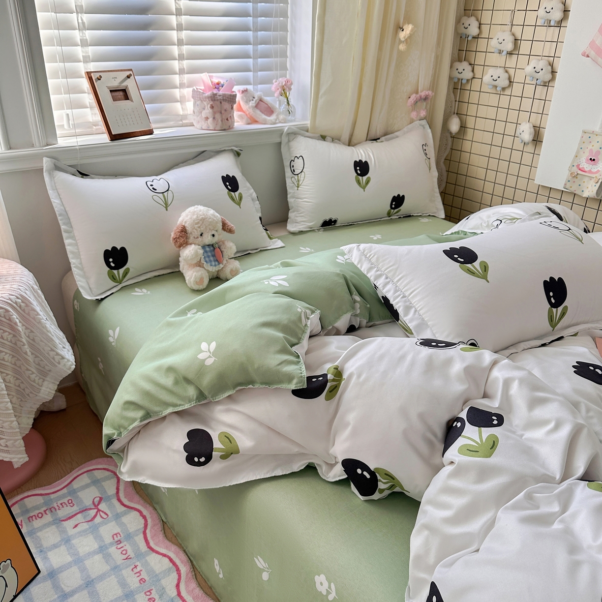 91家纺网 家纺一手货源 找家纺 卡斯诺家纺馆 2026新款A类亲肤芦荟棉四件套 下载文件包含买家秀 幽香花眠