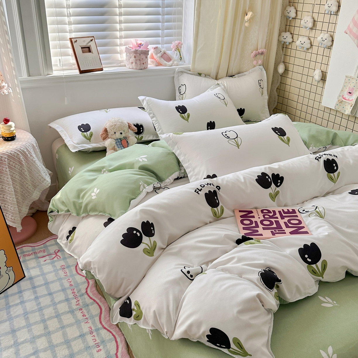 91家纺网 家纺一手货源 找家纺 卡斯诺家纺馆 2026新款A类亲肤芦荟棉四件套 下载文件包含买家秀 幽香花眠