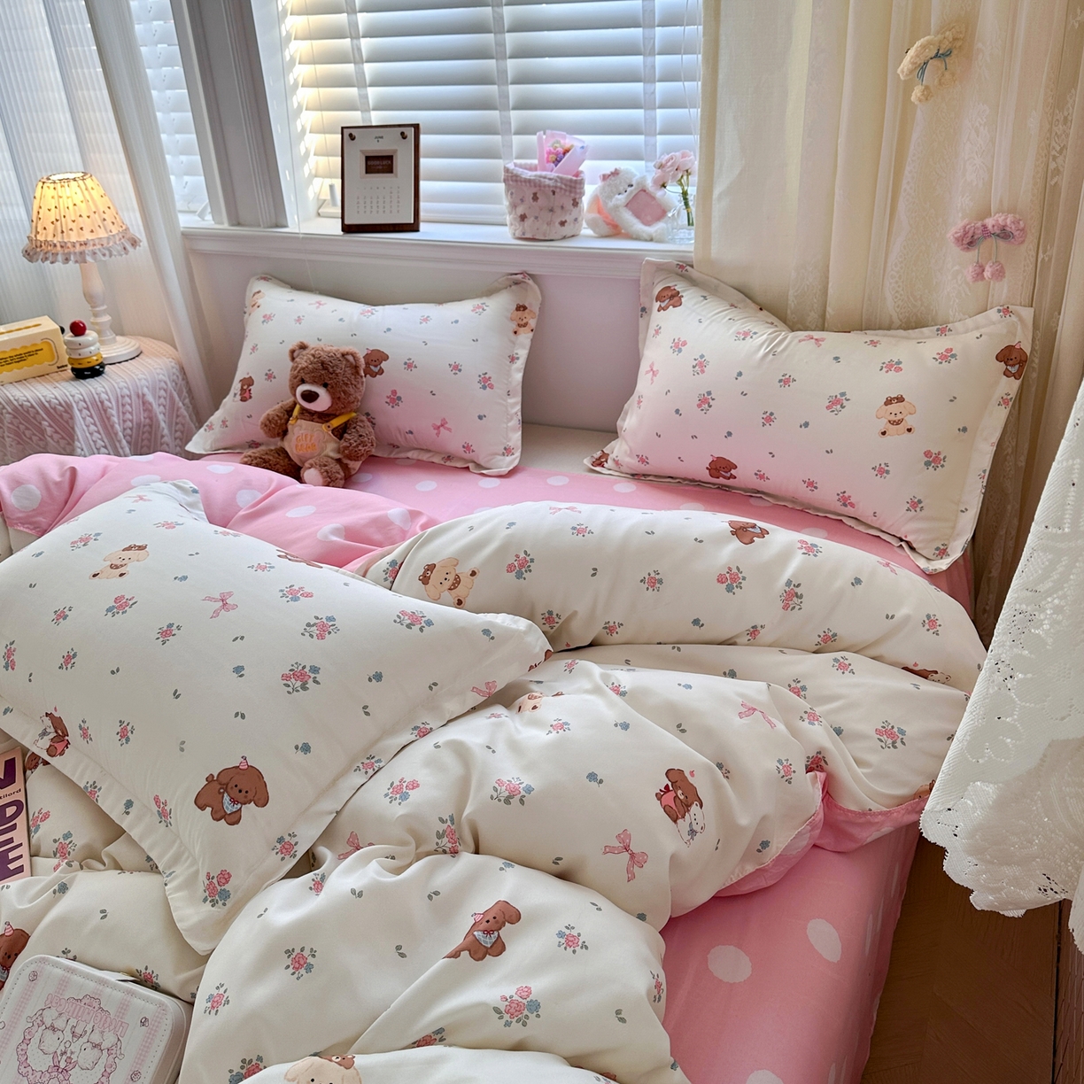 91家纺网 家纺一手货源 找家纺 卡斯诺家纺馆 2026新款A类亲肤芦荟棉四件套 下载文件包含买家秀 小熊花梦