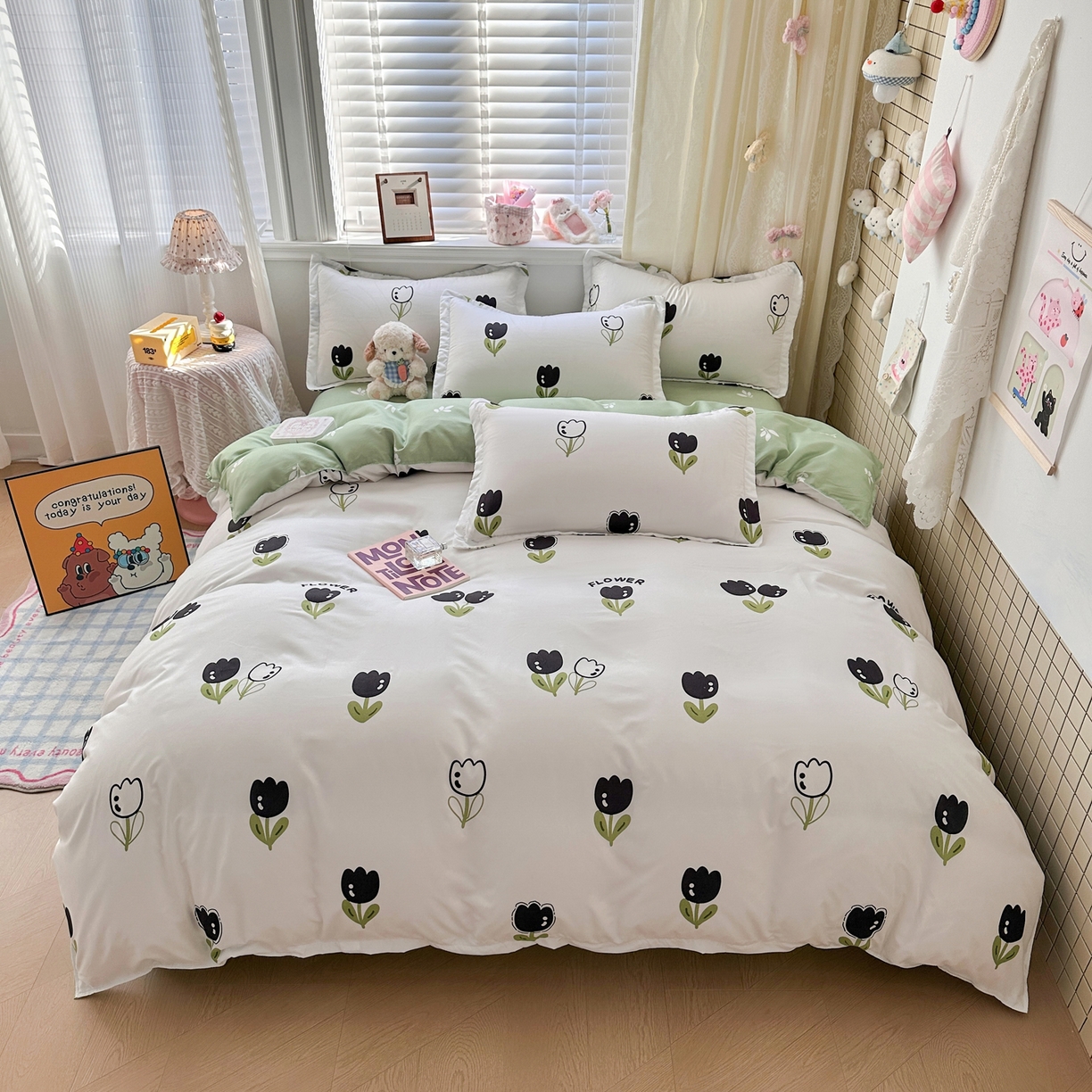 91家纺网 家纺一手货源 找家纺 卡斯诺家纺馆 2026新款A类亲肤芦荟棉四件套 下载文件包含买家秀 幽香花眠