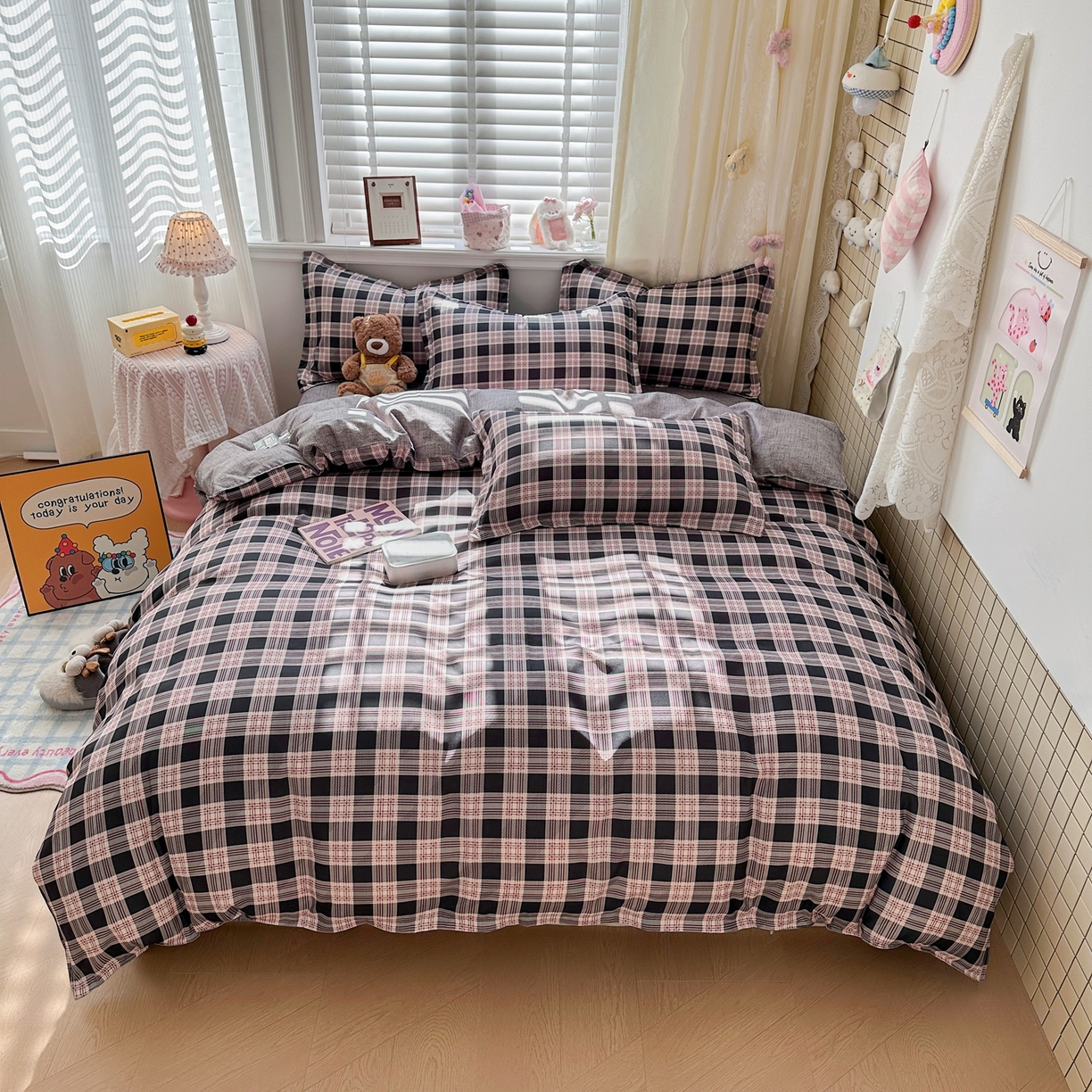 91家纺网 家纺一手货源 找家纺 卡斯诺家纺馆 2026新款A类亲肤芦荟棉四件套 下载文件包含买家秀 英伦格调