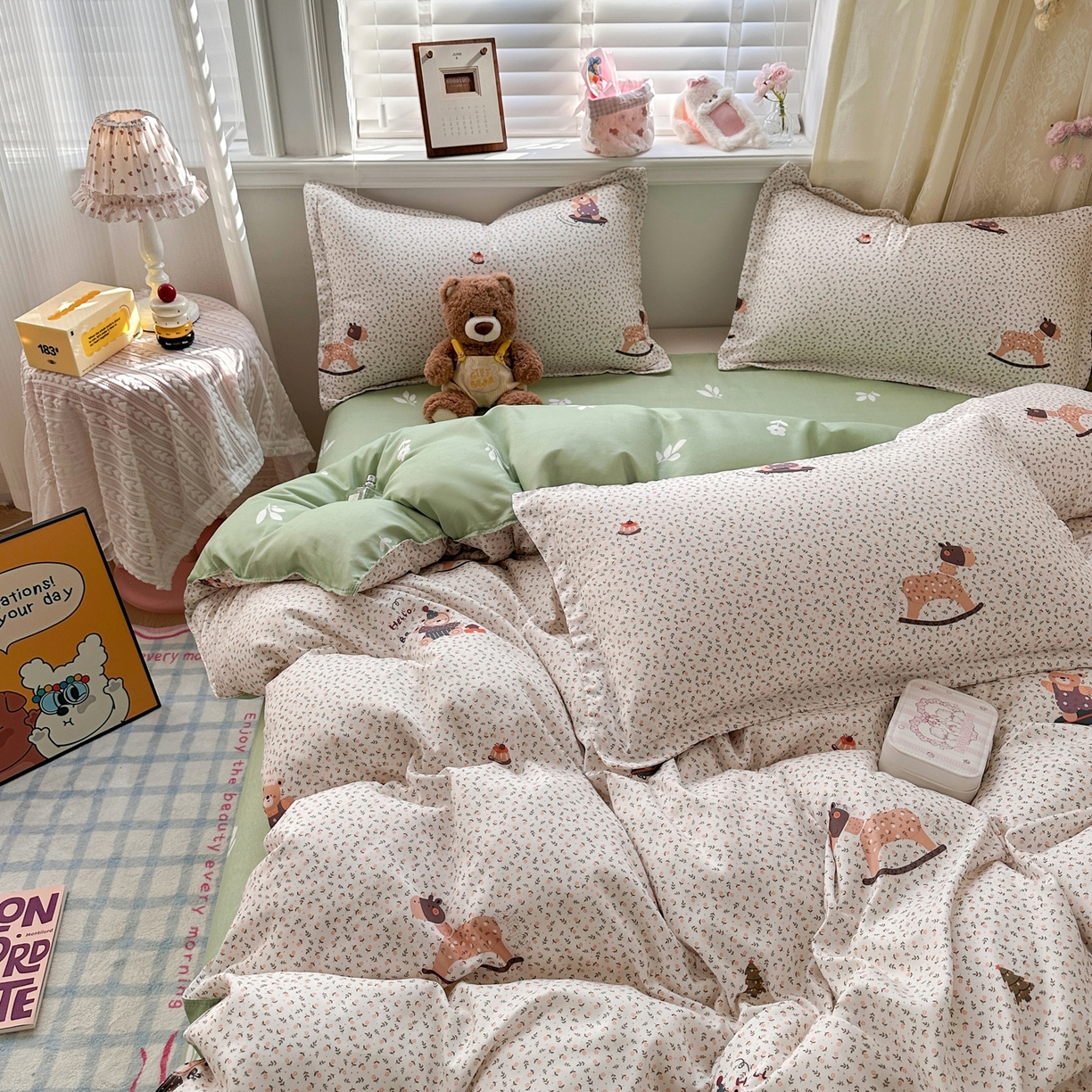 91家纺网 家纺一手货源 找家纺 卡斯诺家纺馆 2026新款A类亲肤芦荟棉四件套 下载文件包含买家秀 疏影