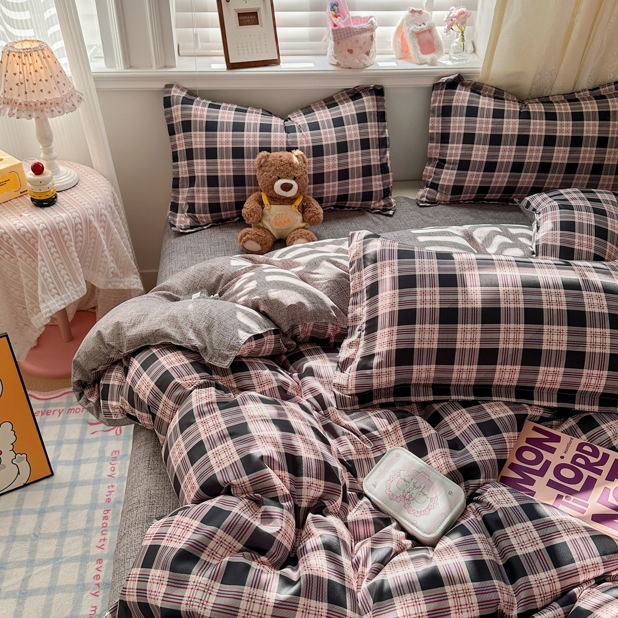 91家纺网 家纺一手货源 找家纺 卡斯诺家纺馆 2026新款A类亲肤芦荟棉四件套 下载文件包含买家秀 英伦格调