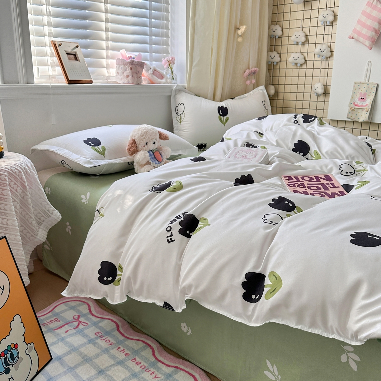 91家纺网 家纺一手货源 找家纺 卡斯诺家纺馆 2026新款A类亲肤芦荟棉四件套 下载文件包含买家秀 幽香花眠