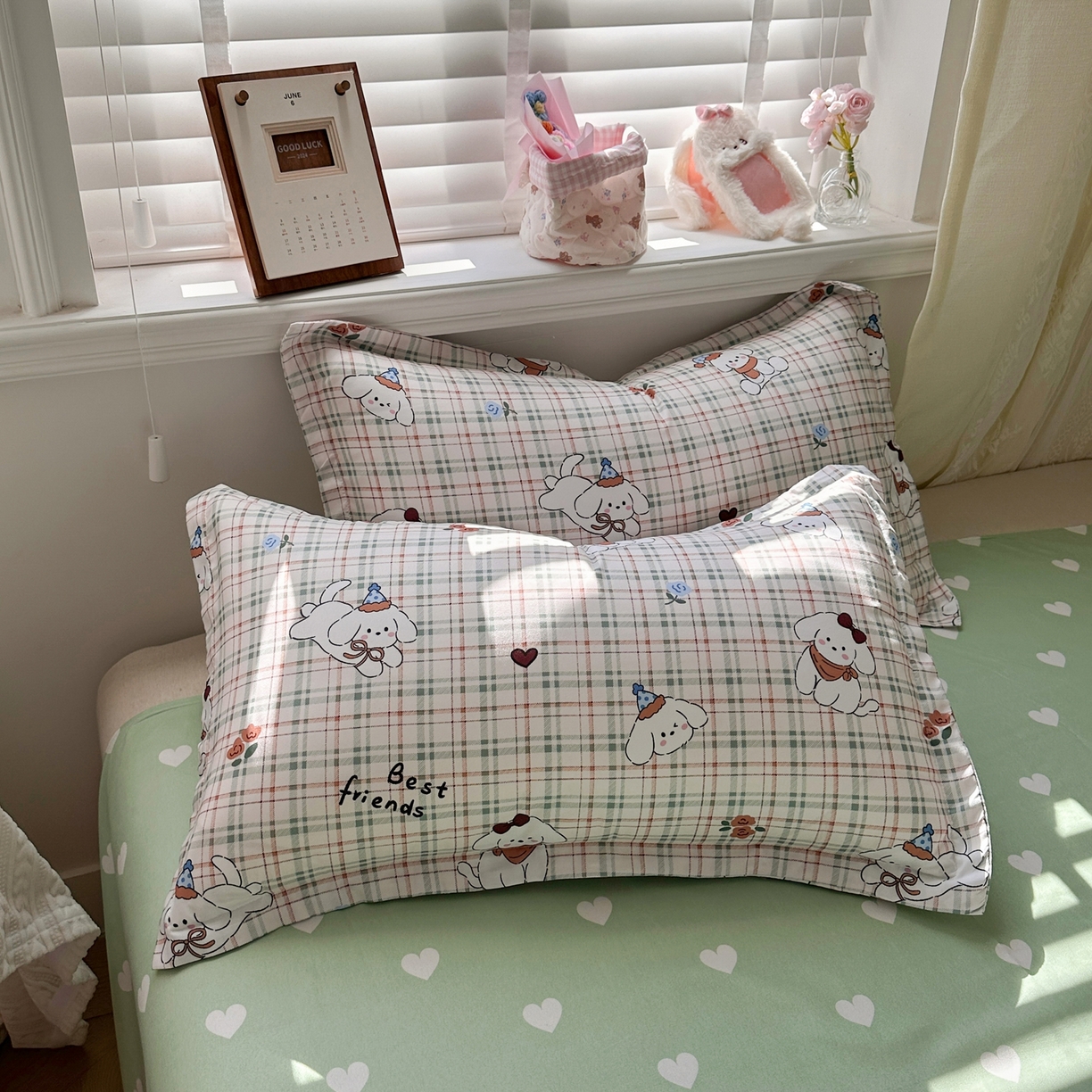 91家纺网 家纺一手货源 找家纺 卡斯诺家纺馆 2026新款A类亲肤芦荟棉四件套 下载文件包含买家秀 格纹友趣