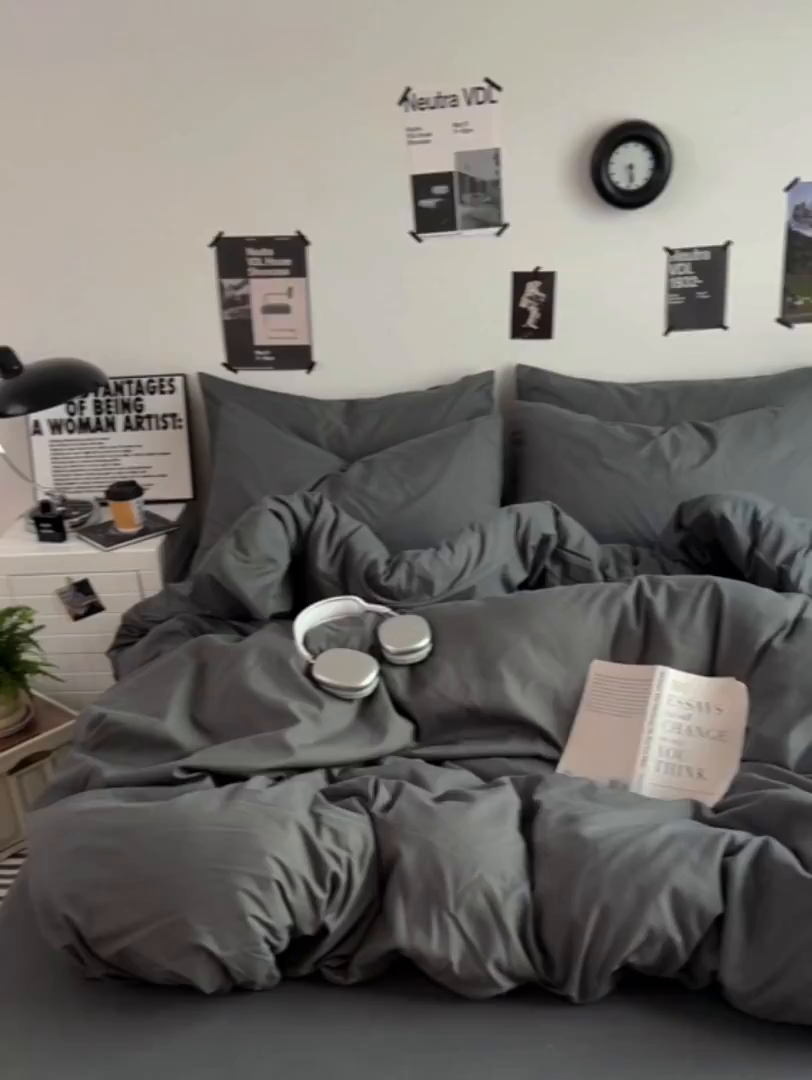 91家纺网 家纺一手货源 找家纺 卡斯诺家纺馆 2026新款A类亲肤芦荟棉四件套 下载文件包含买家秀 深空灰调