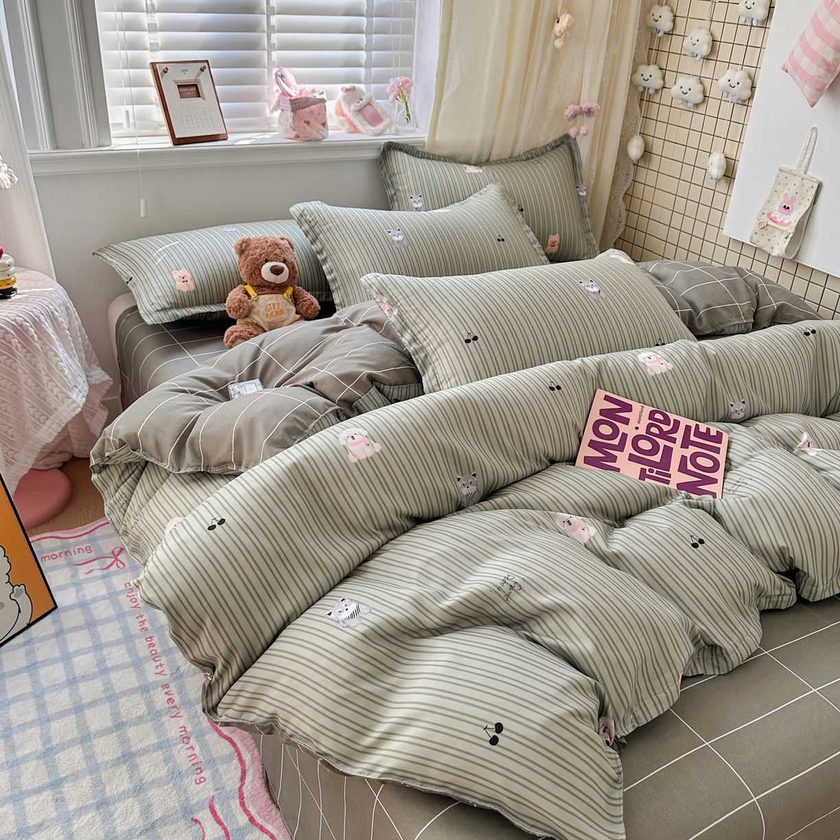 91家纺网 家纺一手货源 找家纺 卡斯诺家纺馆 2026新款A类亲肤芦荟棉四件套 下载文件包含买家秀 微笑柴犬