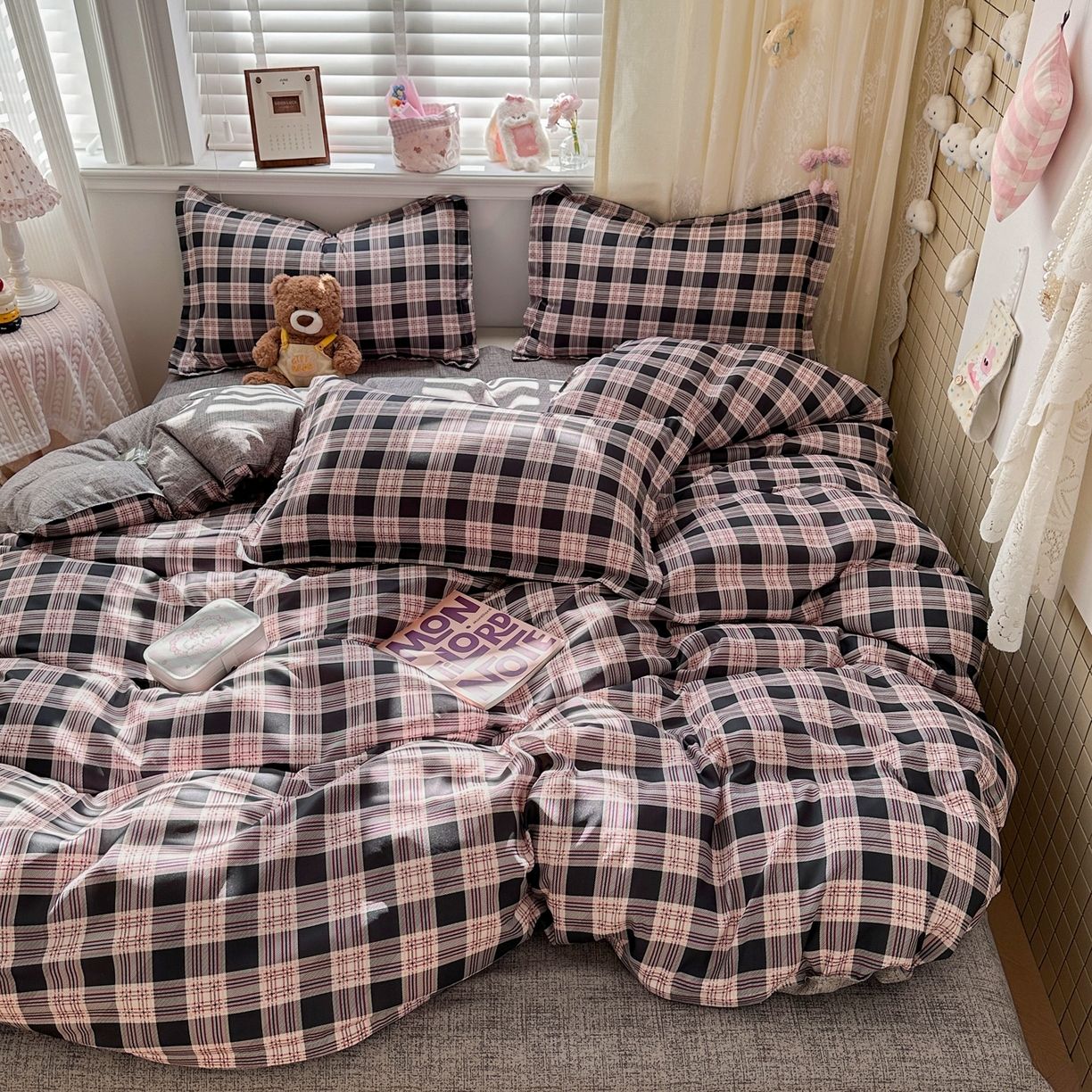 卡斯诺家纺馆 2026新款A类亲肤芦荟棉四件套 下载文件包含买家秀 英伦格调