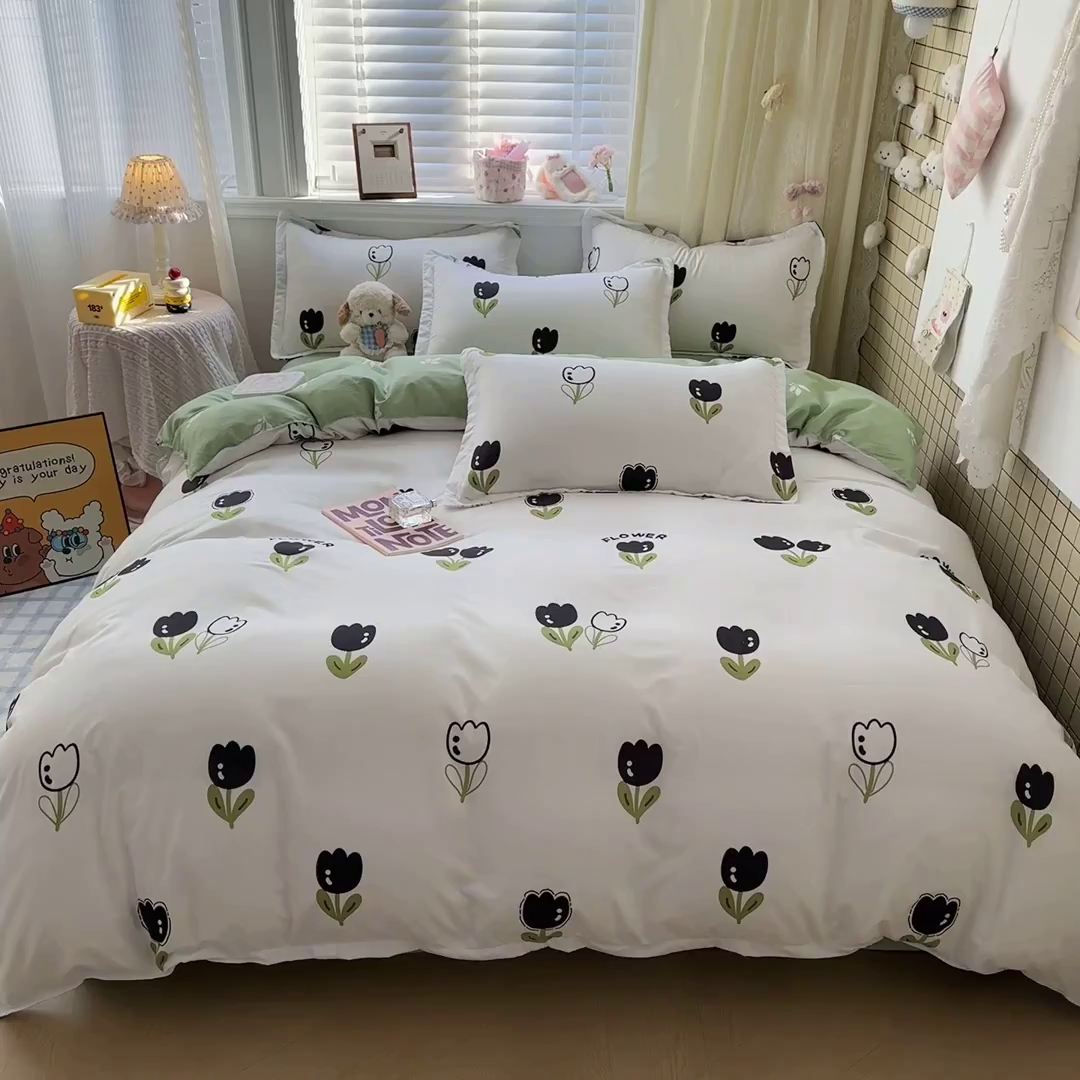 91家纺网 家纺一手货源 找家纺 卡斯诺家纺馆 2026新款A类亲肤芦荟棉四件套 下载文件包含买家秀 幽香花眠