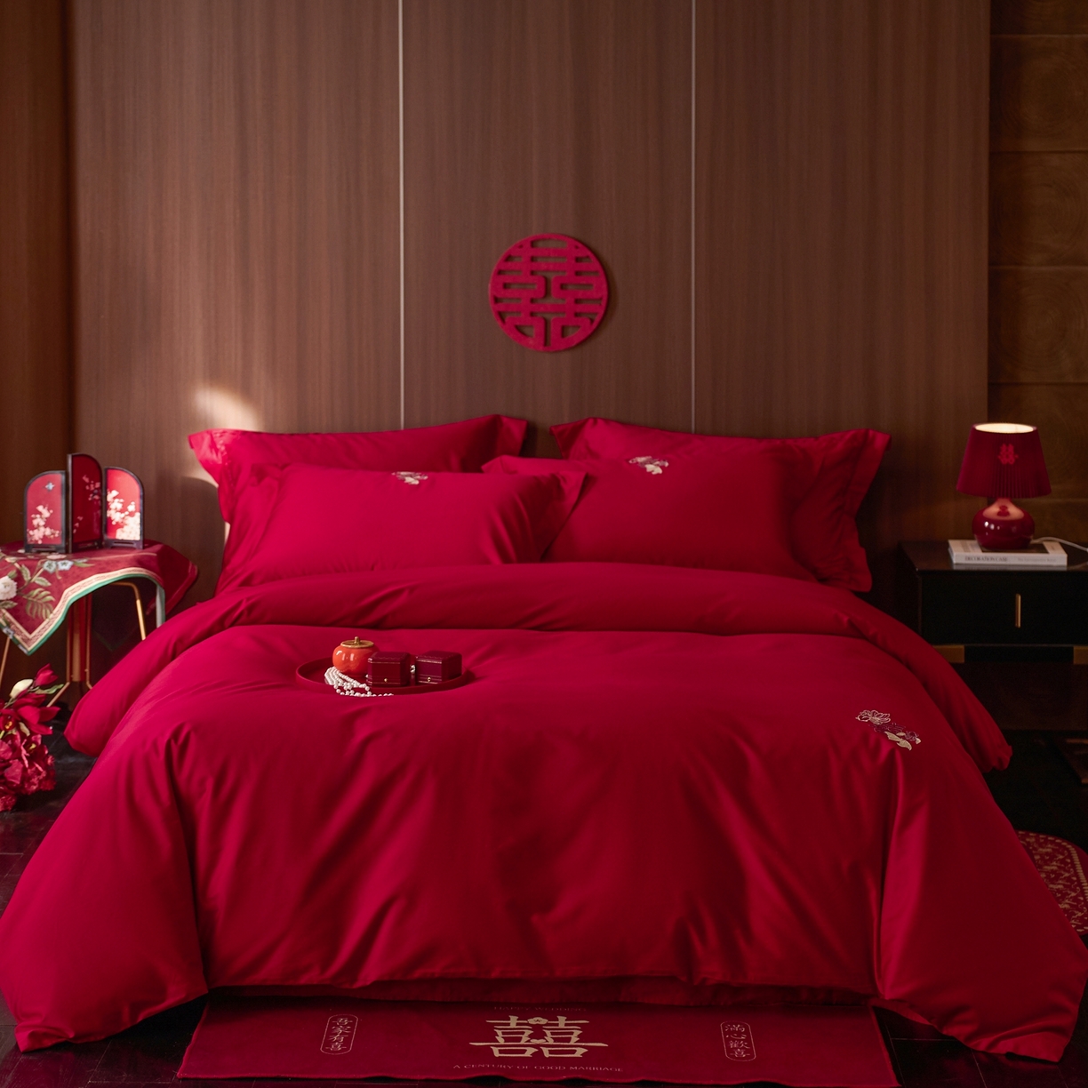 91家纺网 家纺一手货源 找家纺 （总）初拾 2026新款全棉“小清新”毛巾绣四件套—白山茶 （会员减20 控价： 日常券后不低于368元）