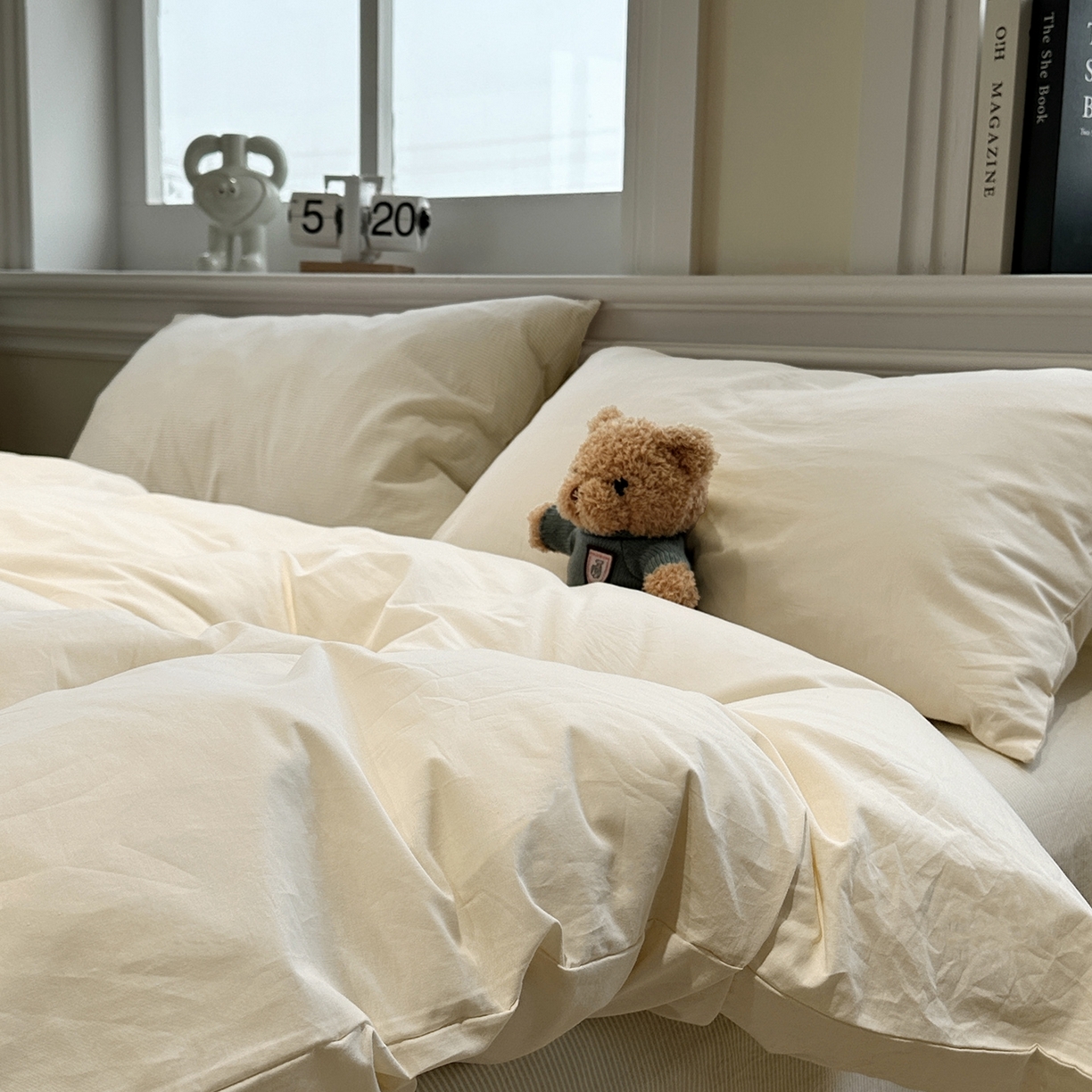 91家纺网 家纺一手货源 找家纺 欣晴家纺 2026新款软糯水洗棉条格无印宜家风混搭系列被套单件单品被套 混搭米黄