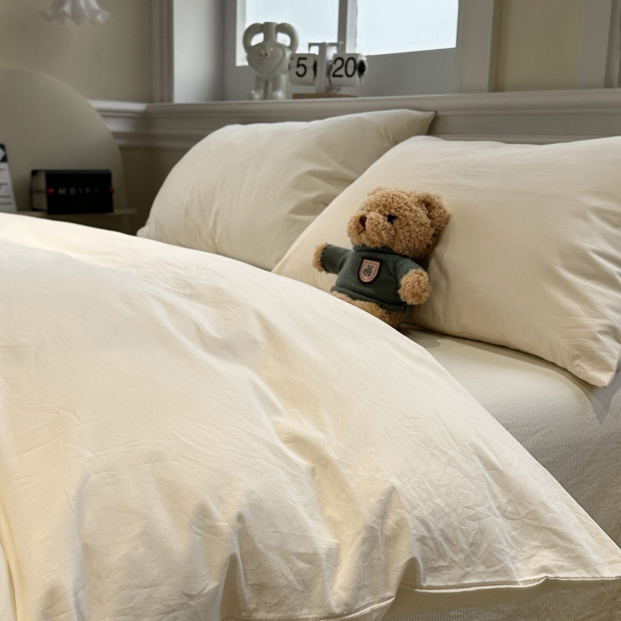 91家纺网 家纺一手货源 找家纺 欣晴家纺 2026新款软糯水洗棉条格无印宜家风混搭系列被套单件单品被套 混搭米黄