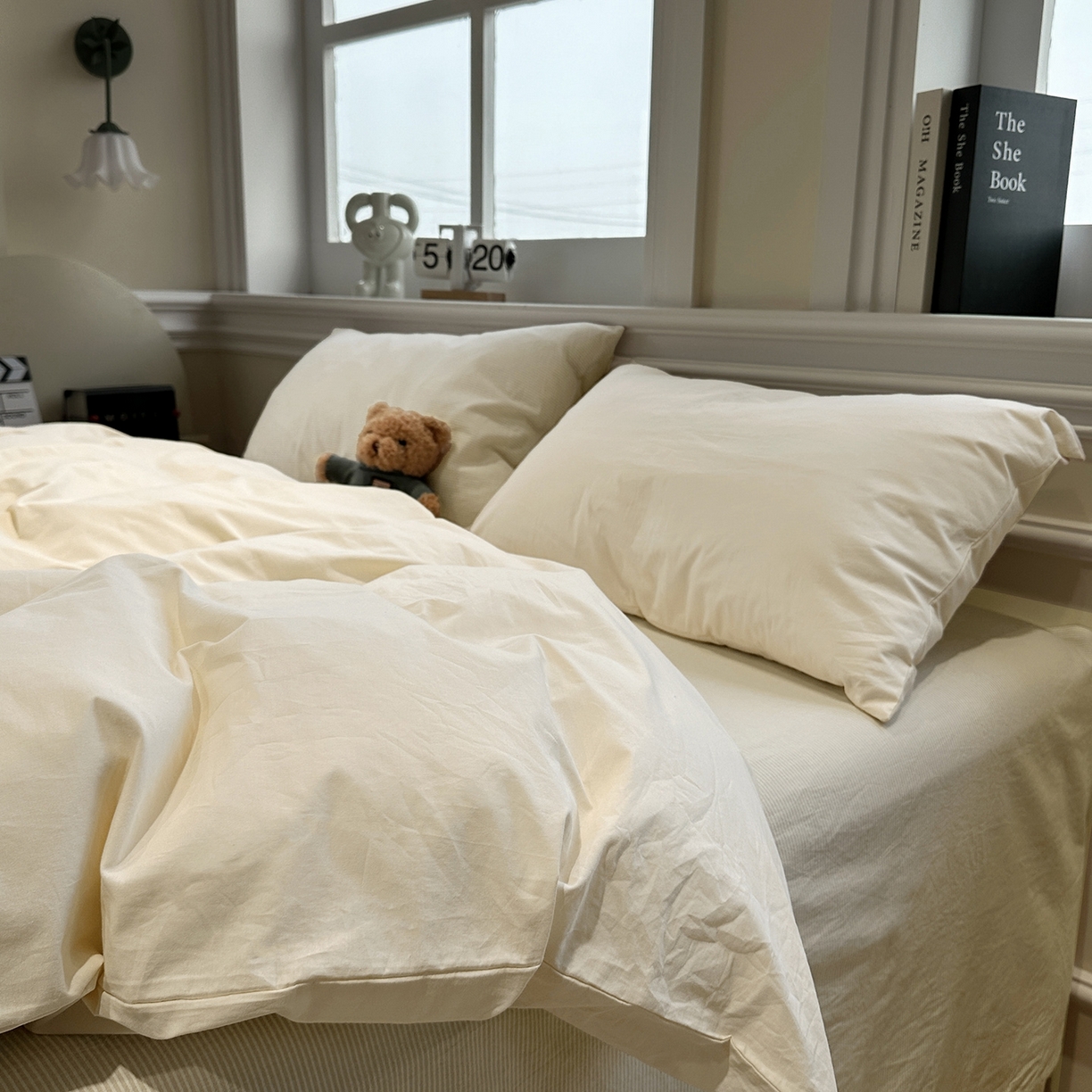 91家纺网 家纺一手货源 找家纺 欣晴家纺 2026新款软糯水洗棉条格无印宜家风混搭系列被套单件单品被套 混搭米黄