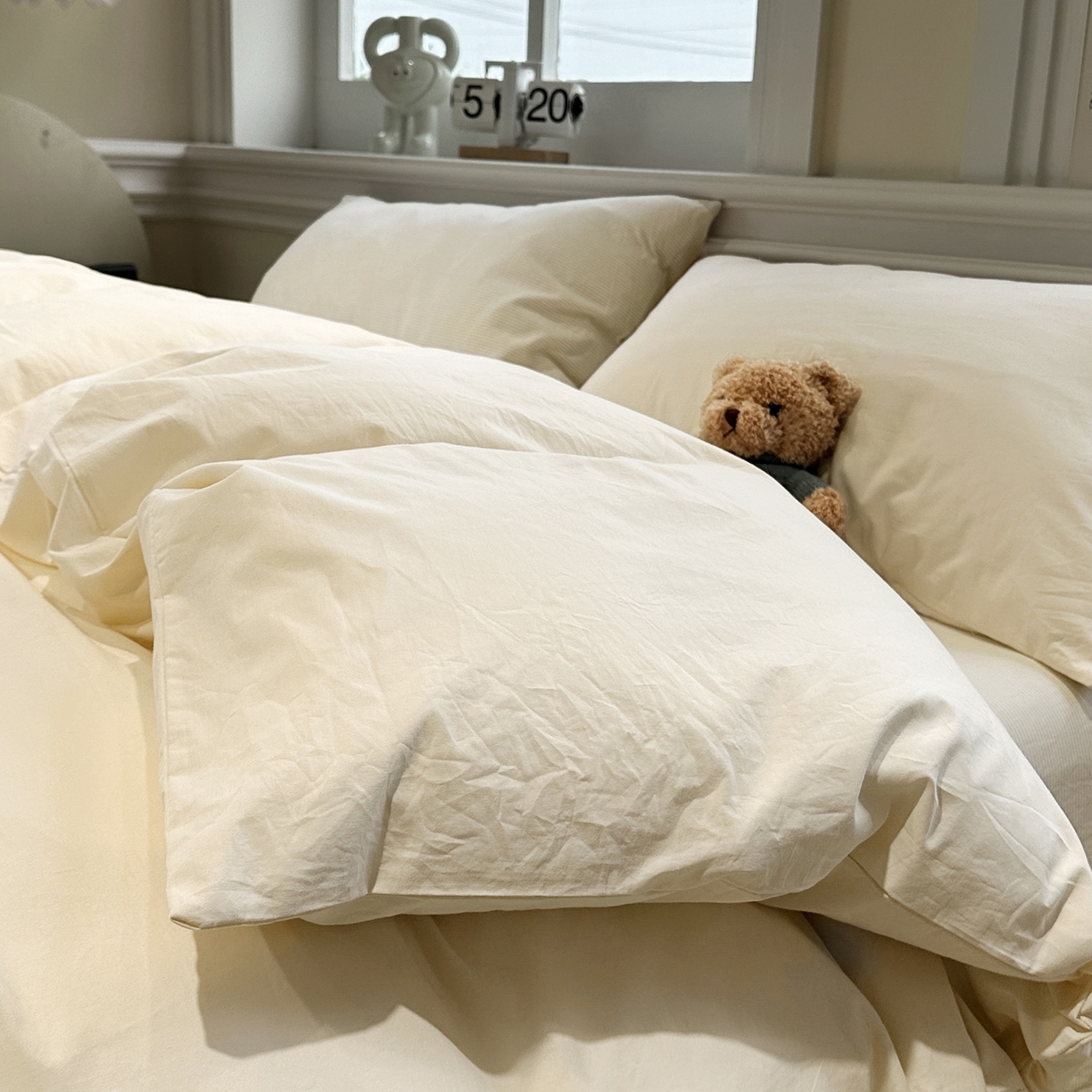 91家纺网 家纺一手货源 找家纺 欣晴家纺 2026新款软糯水洗棉条格无印宜家风混搭系列被套单件单品被套 混搭米黄