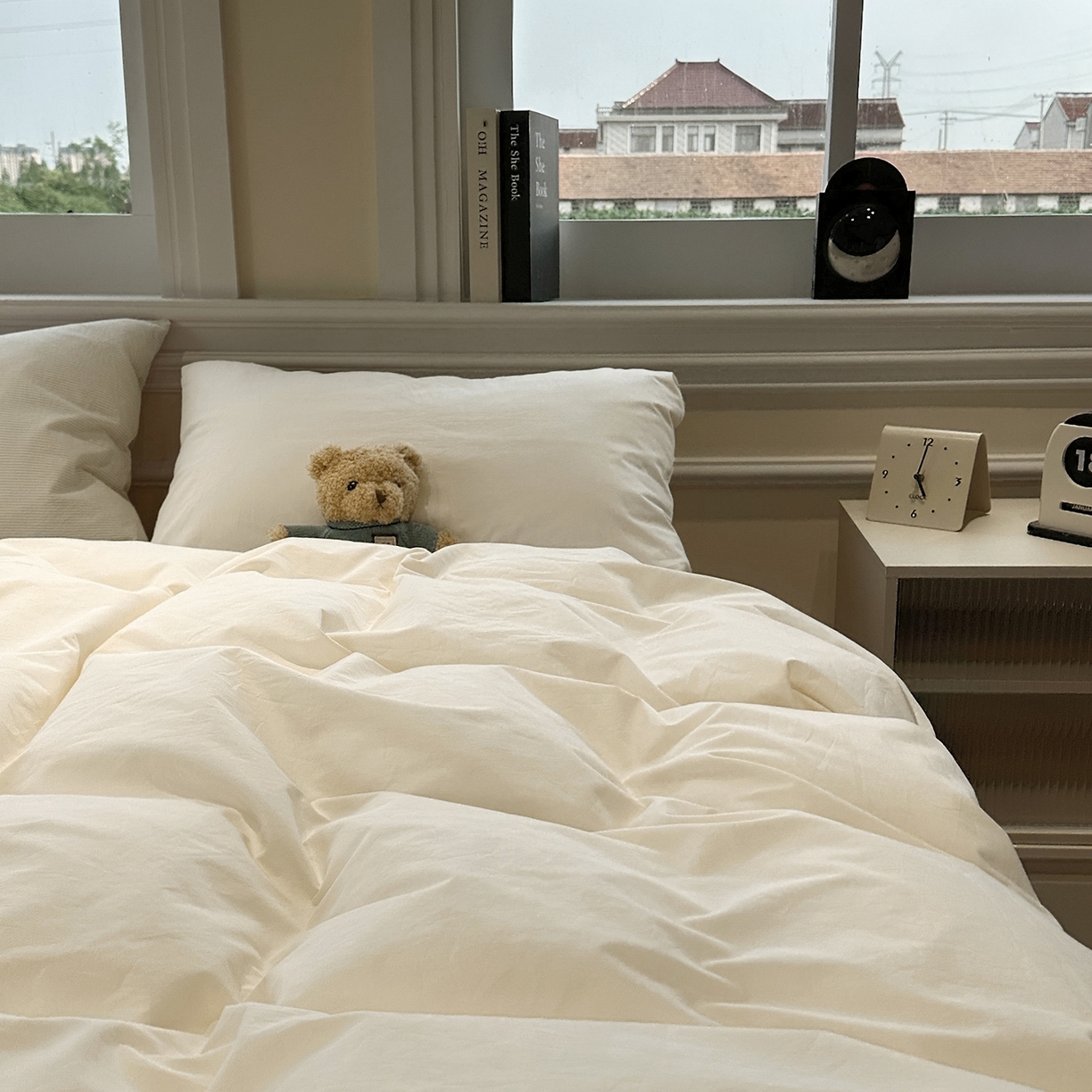 91家纺网 家纺一手货源 找家纺 欣晴家纺 2026新款软糯水洗棉条格无印宜家风混搭系列被套单件单品被套 混搭米黄