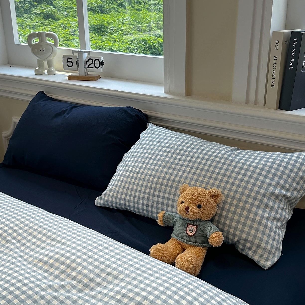 91家纺网 家纺一手货源 找家纺 欣晴家纺 2026新款软糯水洗棉条格无印宜家风混搭系列被套单件单品被套 混搭蓝格