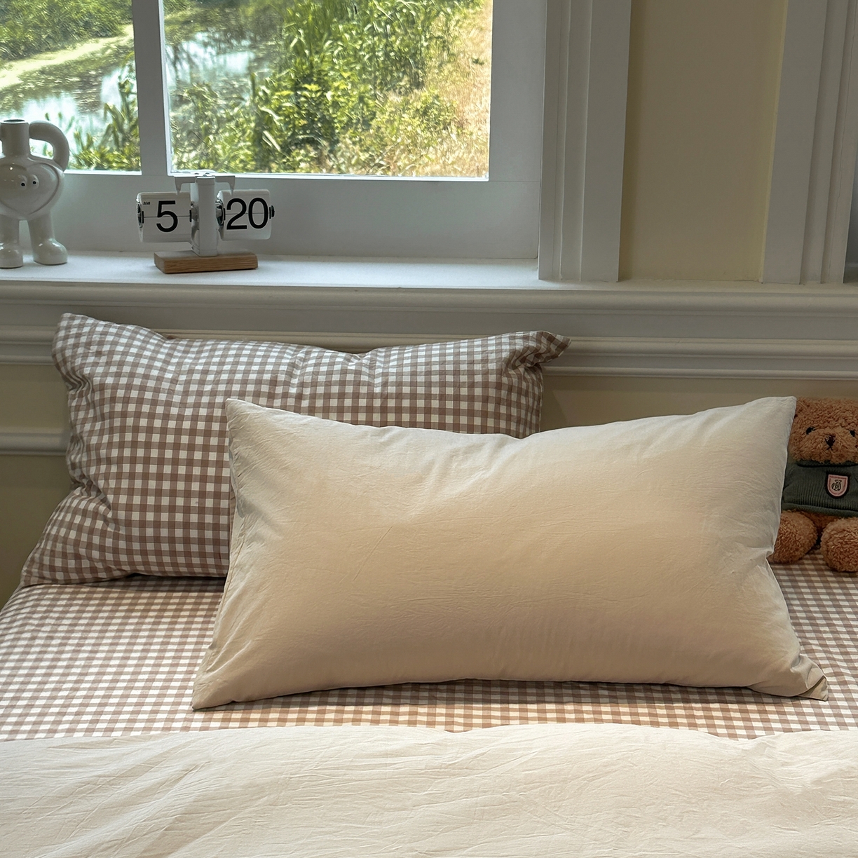 91家纺网 家纺一手货源 找家纺 欣晴家纺 2026新款软糯水洗棉条格无印宜家风混搭系列被套单件单品被套 混搭米驼