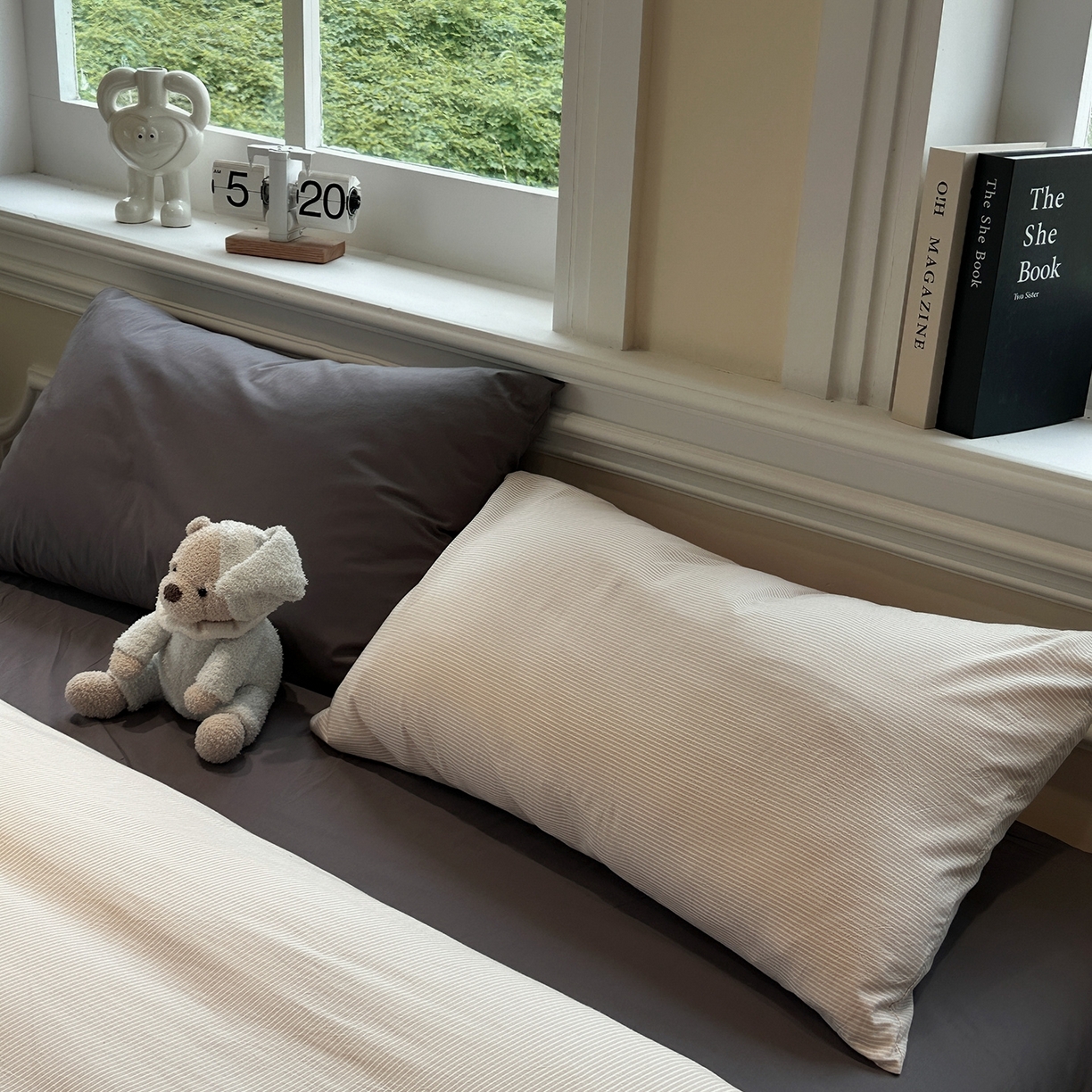 91家纺网 家纺一手货源 找家纺 欣晴家纺 2026新款软糯水洗棉条格无印宜家风混搭系列被套单件单品被套 混搭咖条