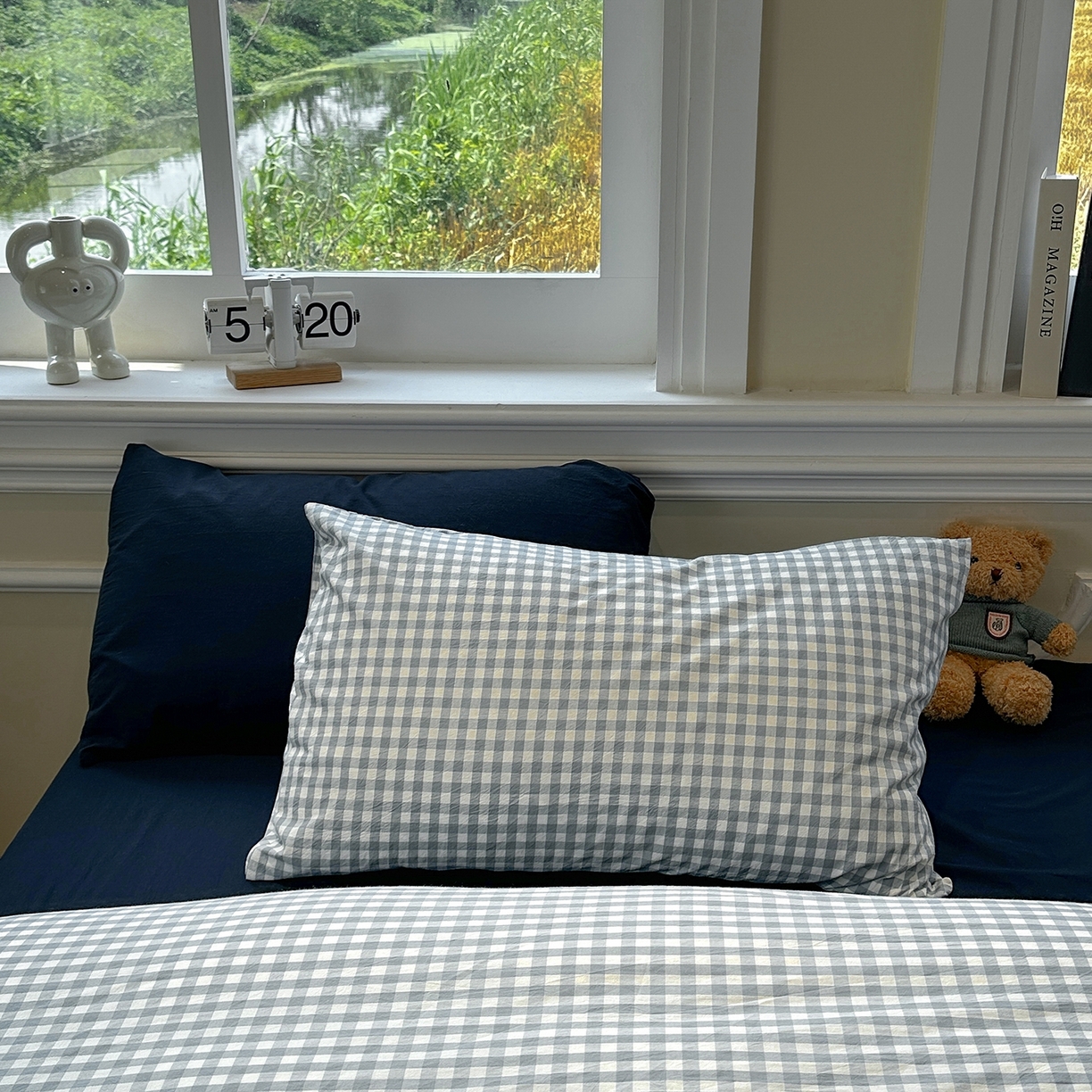 91家纺网 家纺一手货源 找家纺 欣晴家纺 2026新款软糯水洗棉条格无印宜家风混搭系列被套单件单品被套 混搭蓝格