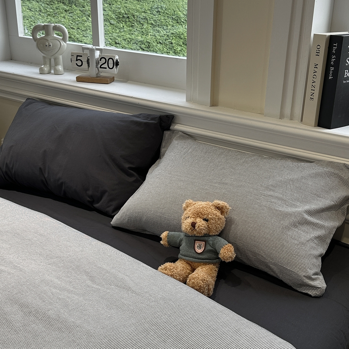 91家纺网 家纺一手货源 找家纺 欣晴家纺 2026新款软糯水洗棉条格无印宜家风混搭系列被套单件单品被套 混搭灰条