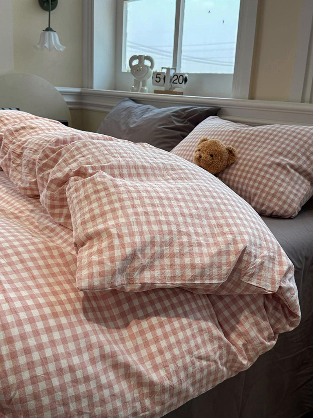 91家纺网 家纺一手货源 找家纺 欣晴家纺 2026新款软糯水洗棉条格无印宜家风混搭系列被套单件单品被套 混搭粉格