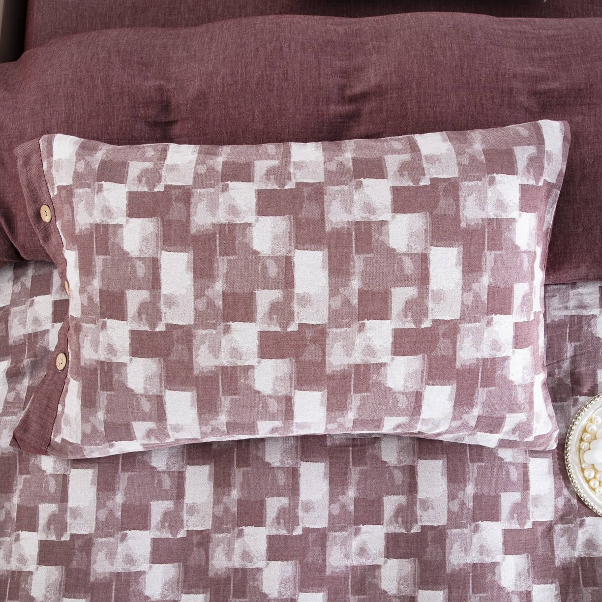 91家纺网 家纺一手货源 找家纺 （总）仰望棉麻双层纱供应链 2026新款都市万象全棉纯棉色织提花纽扣款四件套-都市万象系列