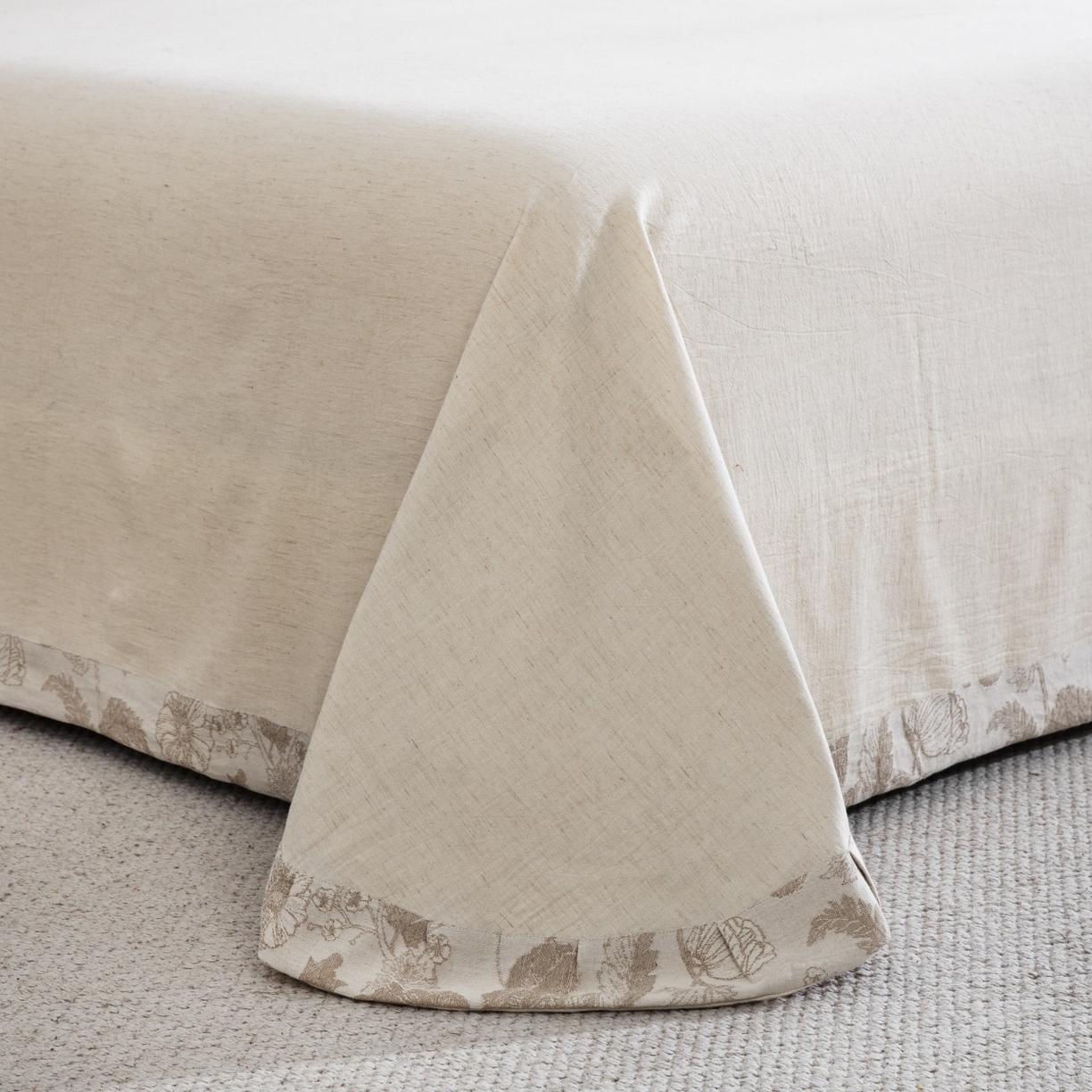 91家纺网 家纺一手货源 找家纺 （总）仰望棉麻双层纱供应链 2026新款棉麻色织大提花纽扣款四件套-虞美人系列