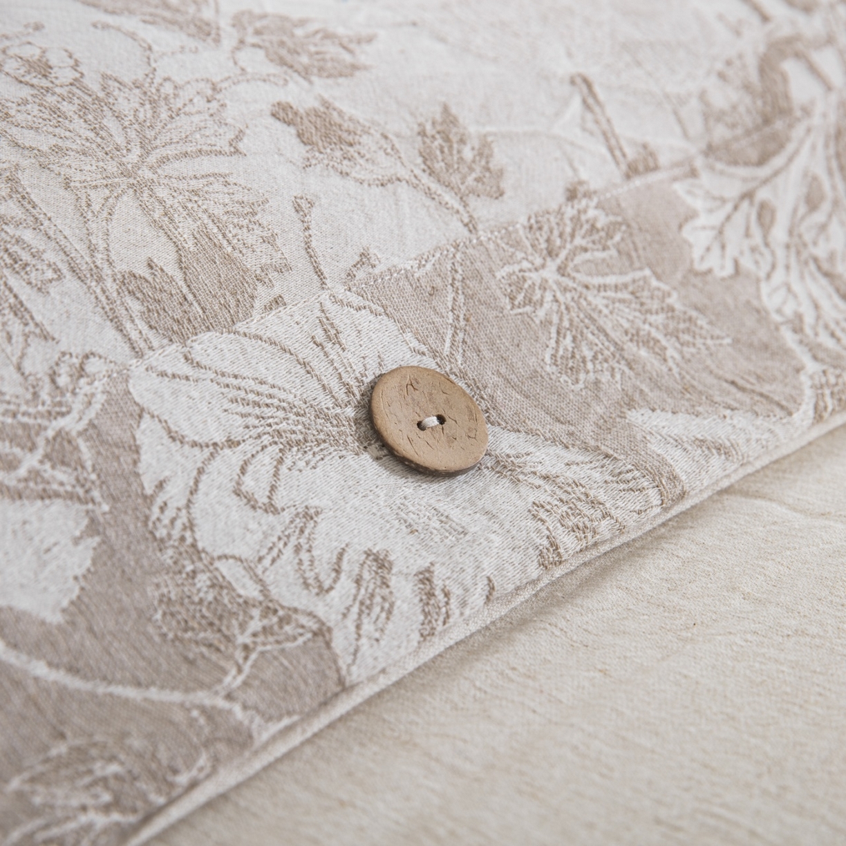 91家纺网 家纺一手货源 找家纺 （总）仰望棉麻双层纱供应链 2026新款棉麻色织大提花纽扣款四件套-虞美人系列