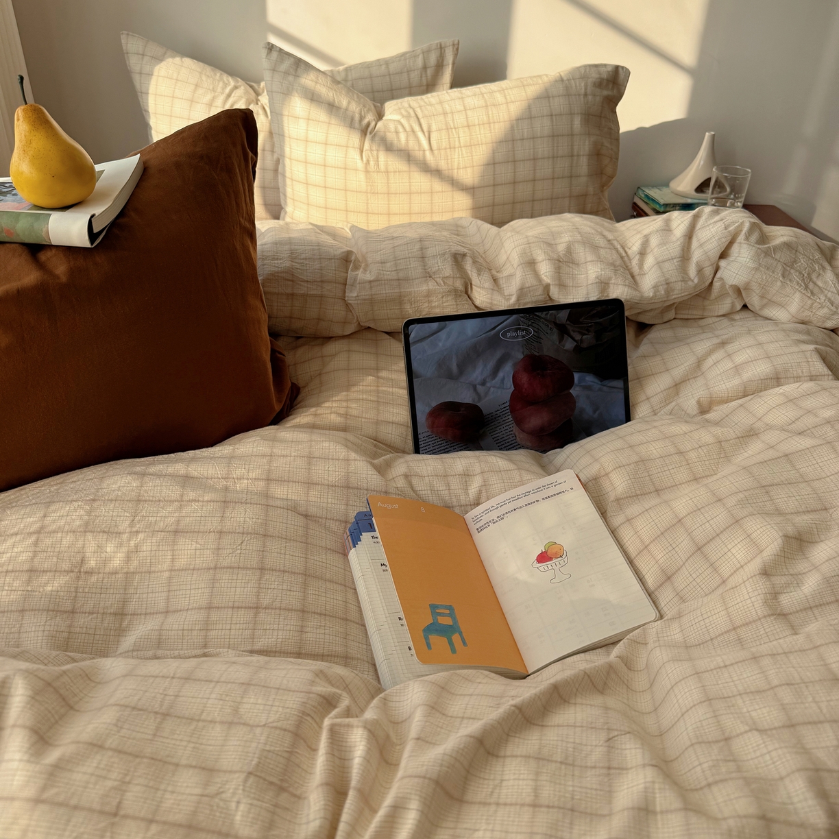 91家纺网 家纺一手货源 找家纺 （总）六巷胡同 2026新款INS博主风A类全棉纯棉色织水洗棉格子四件套