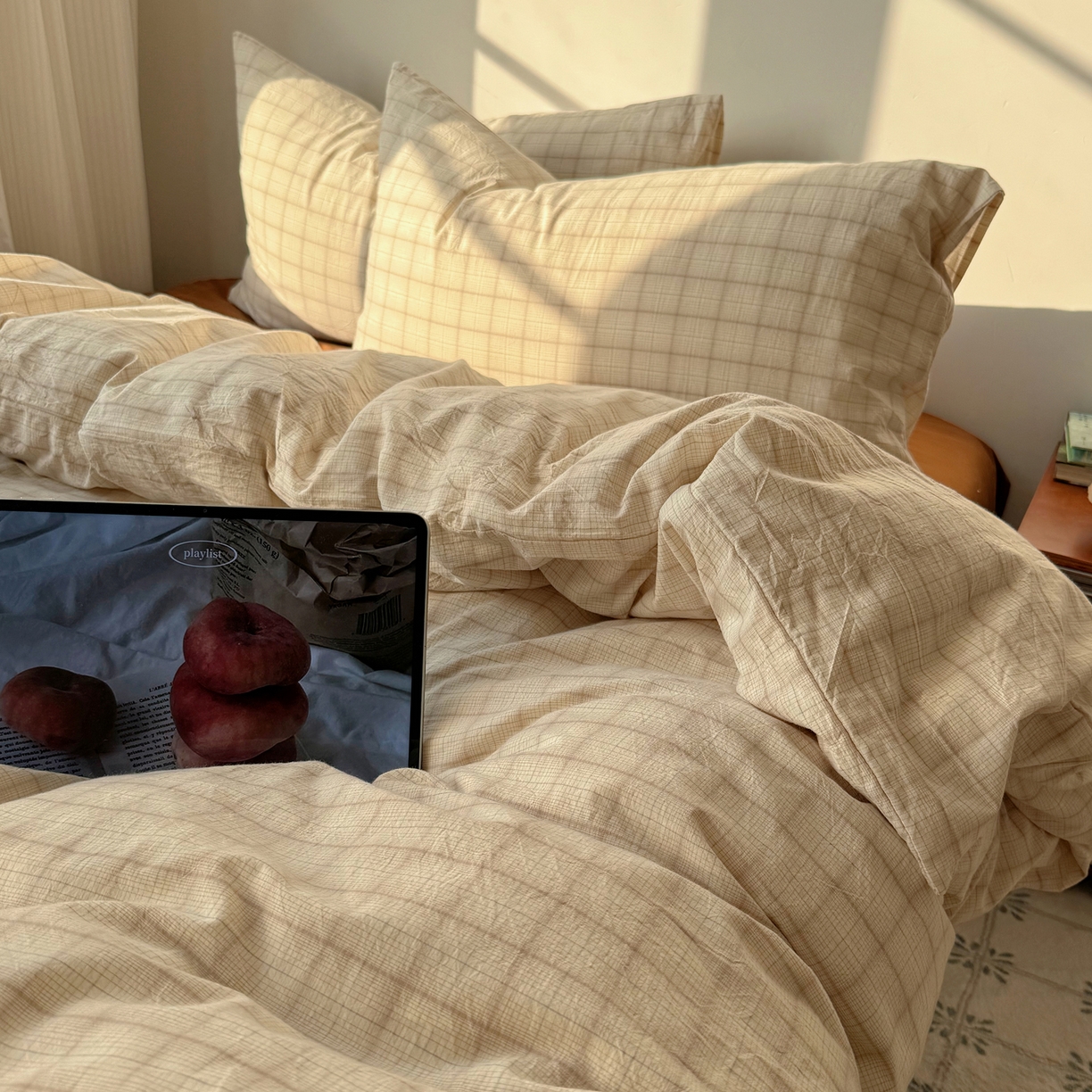 91家纺网 家纺一手货源 找家纺 （总）六巷胡同 2026新款INS博主风A类全棉纯棉色织水洗棉格子四件套