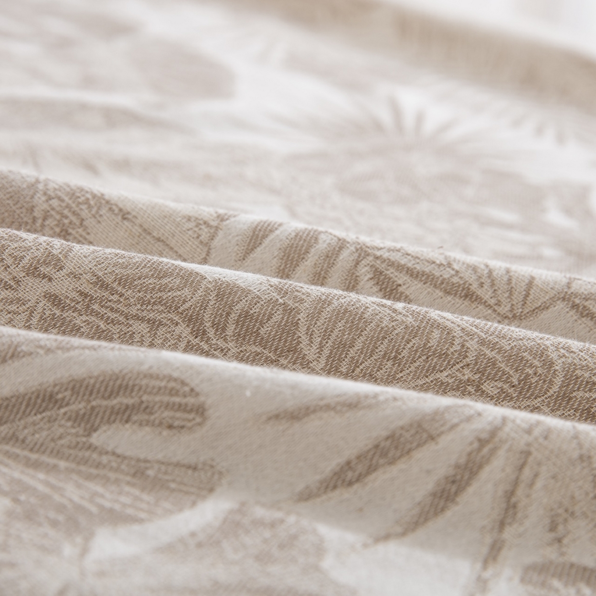 91家纺网 家纺一手货源 找家纺 （总）仰望棉麻双层纱供应链 2026新款叶间诗棉麻色织大提花纽扣款四件套-叶间诗系列