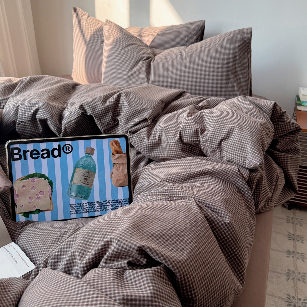 91家纺网 家纺一手货源 找家纺 （总）六巷胡同 2026新款INS博主风A类全棉纯棉色织水洗棉格子四件套