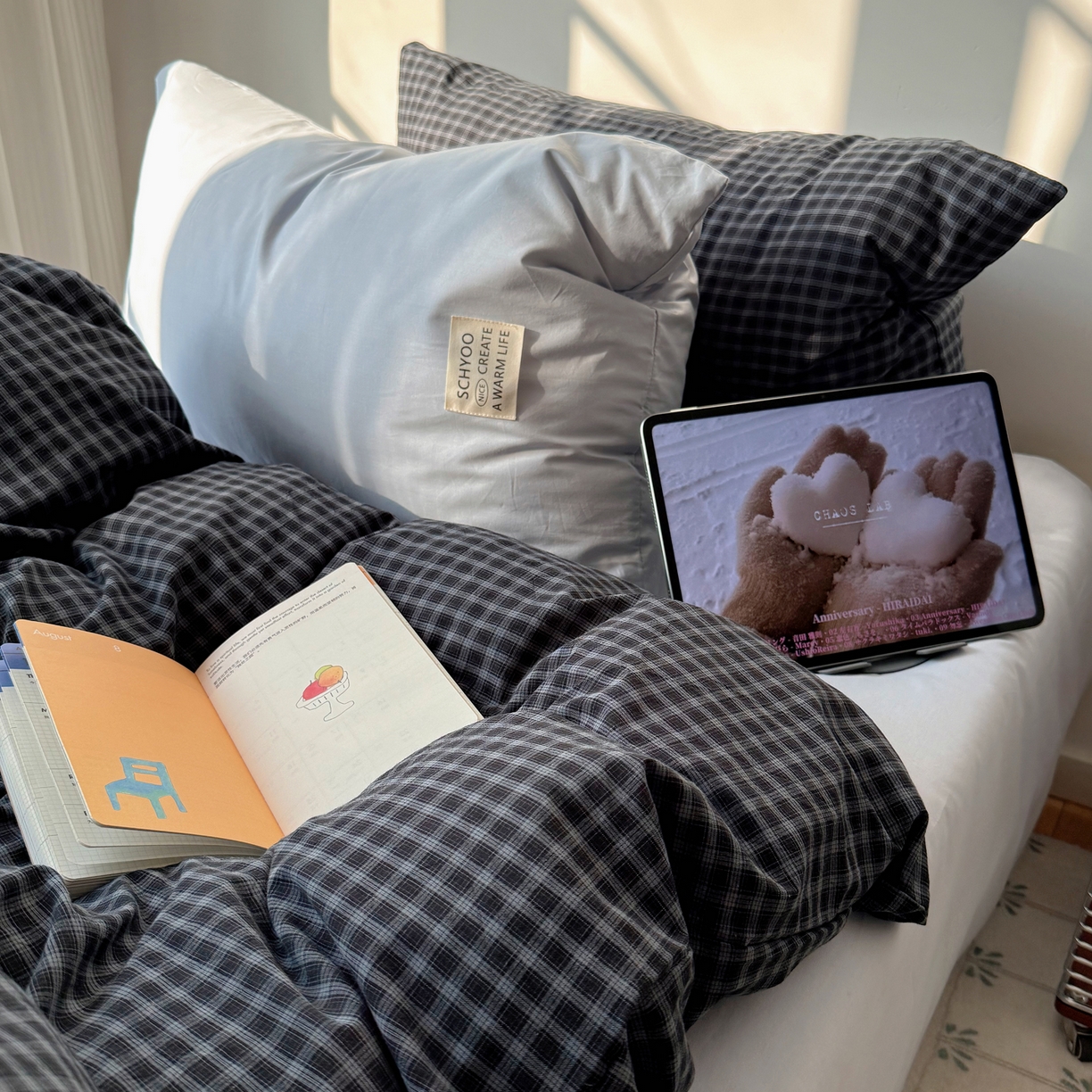 91家纺网 家纺一手货源 找家纺 （总）六巷胡同 2026新款INS博主风A类全棉纯棉色织水洗棉格子四件套