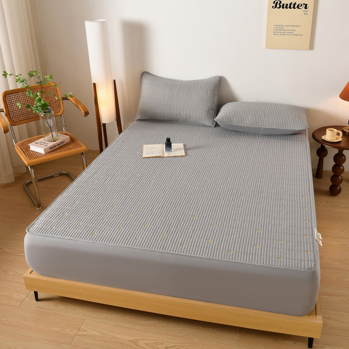 91家纺网 家纺一手货源 找家纺 （总）优品惠 2026新款A类刺绣大豆夹棉床笠