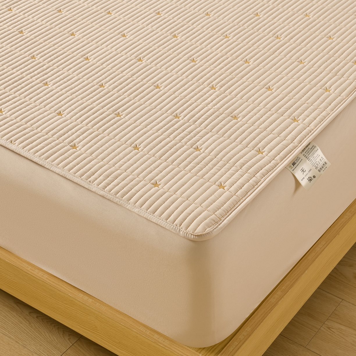 91家纺网 家纺一手货源 找家纺 优品惠 2026新款A类刺绣大豆夹棉床笠 星星咖