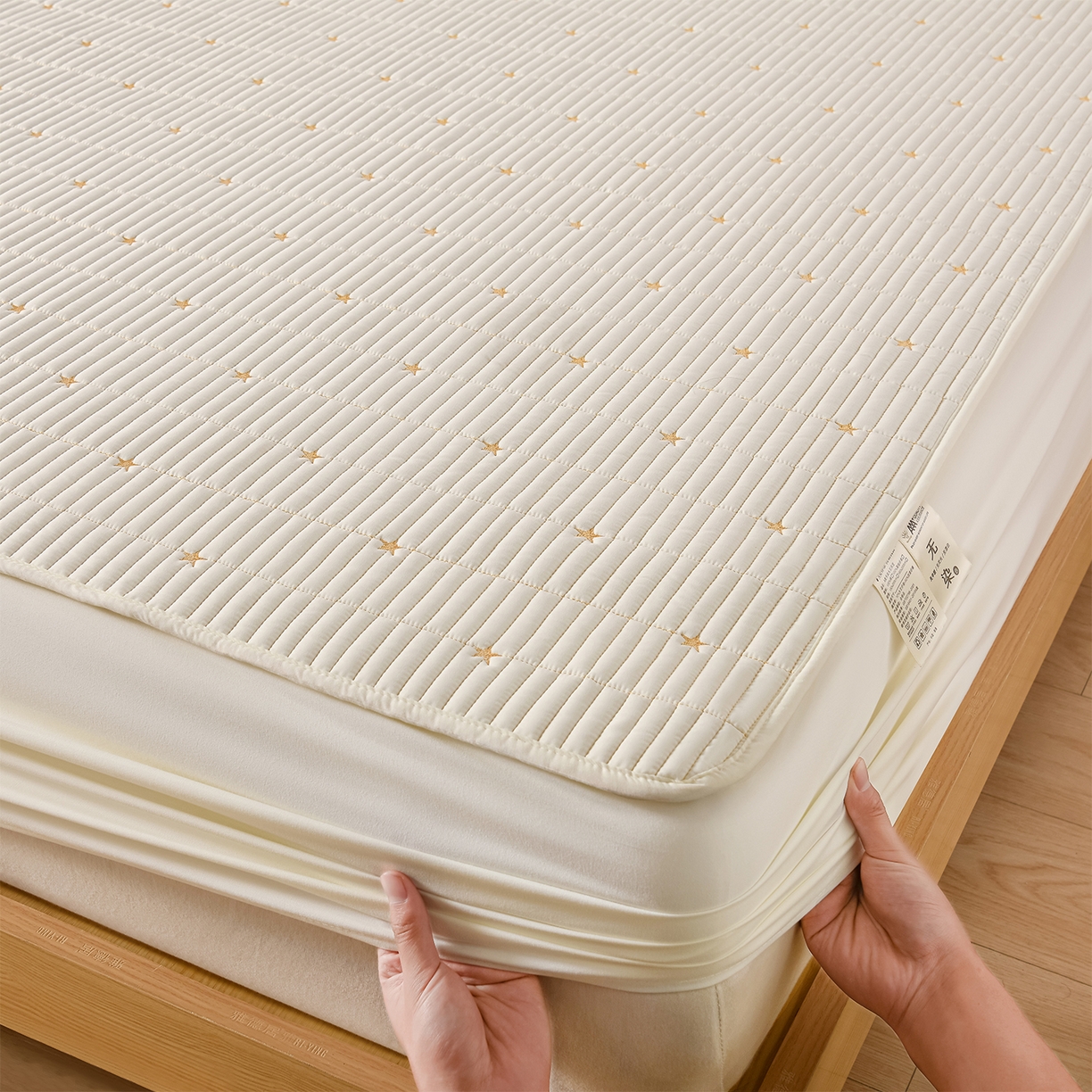 91家纺网 家纺一手货源 找家纺 优品惠 2026新款A类刺绣大豆夹棉床笠 星星米