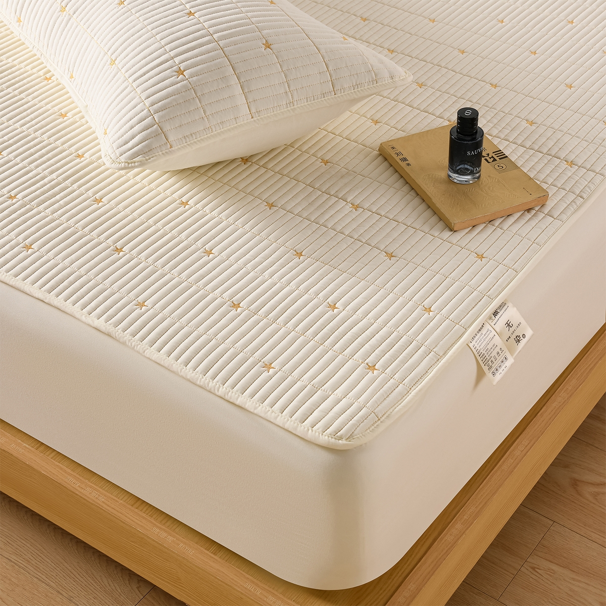 91家纺网 家纺一手货源 找家纺 优品惠 2026新款A类刺绣大豆夹棉床笠 星星米