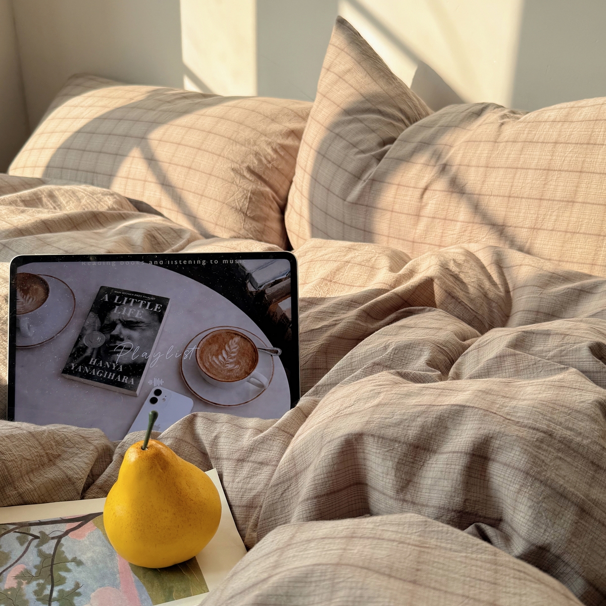 91家纺网 家纺一手货源 找家纺 六巷胡同 2026新款INS博主风A类全棉纯棉色织水洗棉格子四件套 悦野-灰格