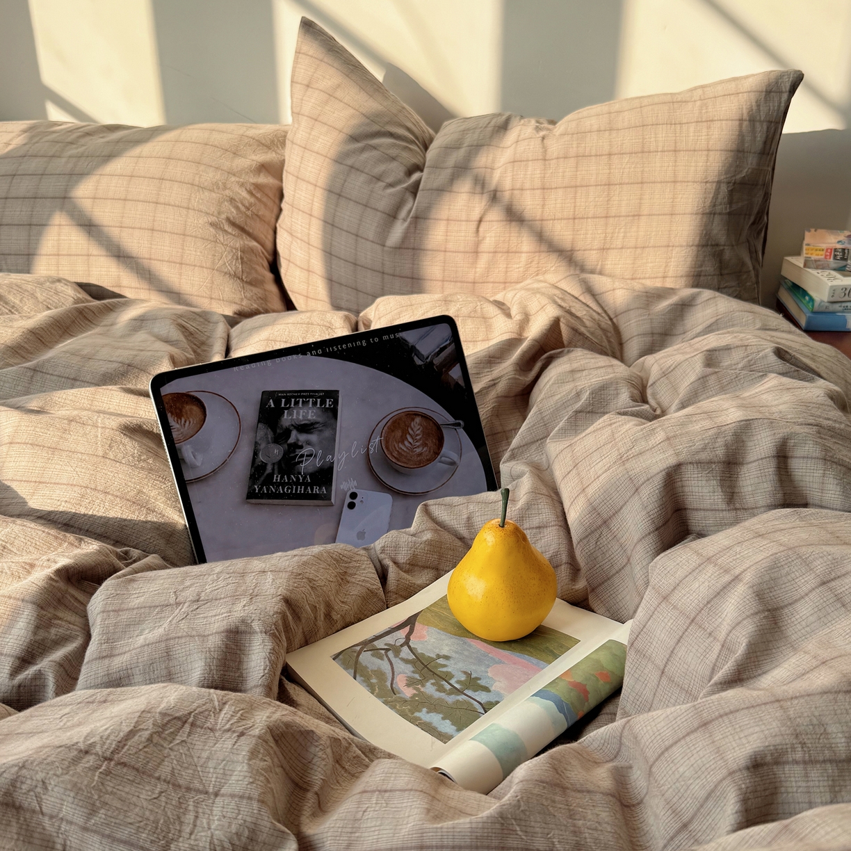 91家纺网 家纺一手货源 找家纺 六巷胡同 2026新款INS博主风A类全棉纯棉色织水洗棉格子四件套 悦野-灰格