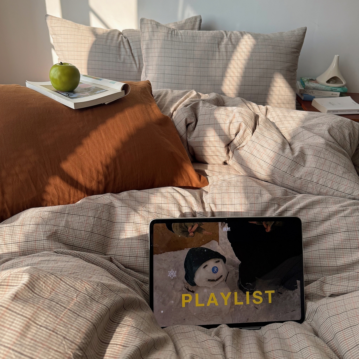 91家纺网 家纺一手货源 找家纺 六巷胡同 2026新款INS博主风A类全棉纯棉色织水洗棉格子四件套 逐风-灰格